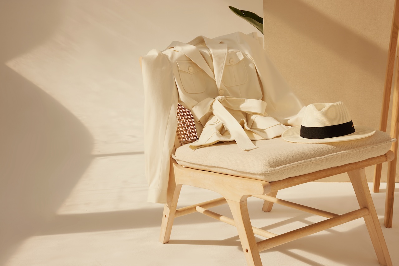 Custom safari jacket in ivory from Hemingway Clothiers menswear