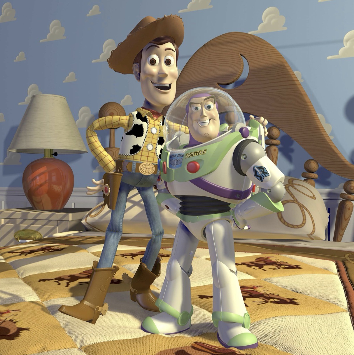 Woody and Buzz from the "Toy Story" franchise; Gromit and Wallace from "Wallace & Gromit: Curse of the Were-Rabbit"