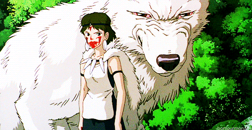 Moments from Studio Ghibli's "Princess Mononoke," "Spirited Away," "My Neighbor Totoro," and "Howl's Moving Castle"