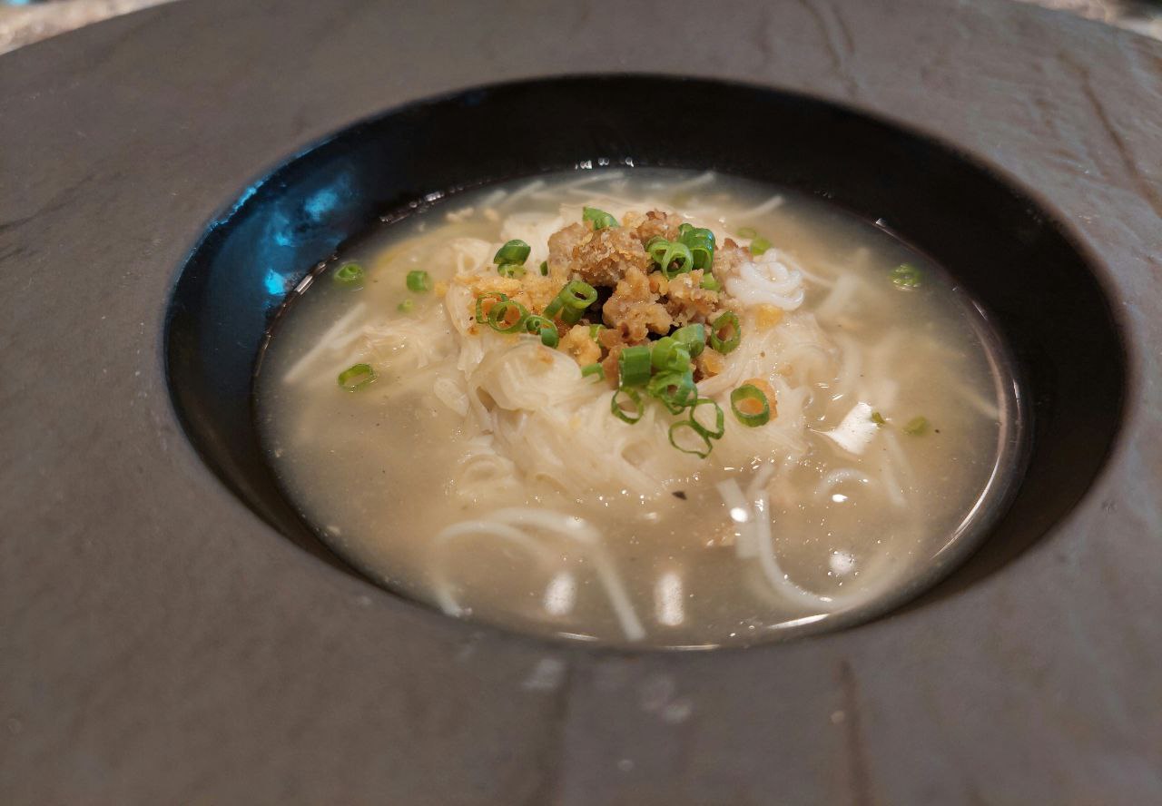 Food served at the book launch using Chef Jam's tried-and-tested recipes: Misua Patola (gourd, ground pork, wheat vermicelli soup); Lumpiang Sariwa; Kalderetang Baka (beef brisket, potato, bell pepper, and carrots stew); Sansrival (cake made of nutty meringue, buttercream, and toasted cashews)