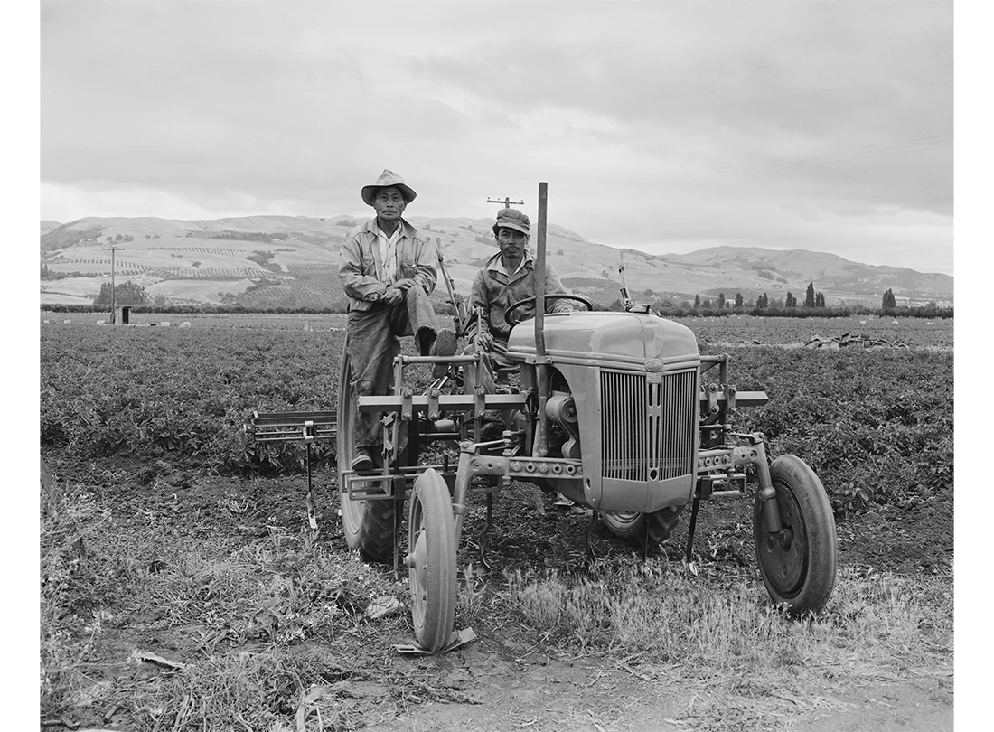 "Farmworker Cirilo Alvarado, Ricardo Alvarado’s Older Brother, Drives a Tractor" (1950s); "Pig Roast (Lechon)" (1950s); Shopkeepers Inside Sophie’s Telephone Market (1950s); "Women in the Countryside, California" (1950s)