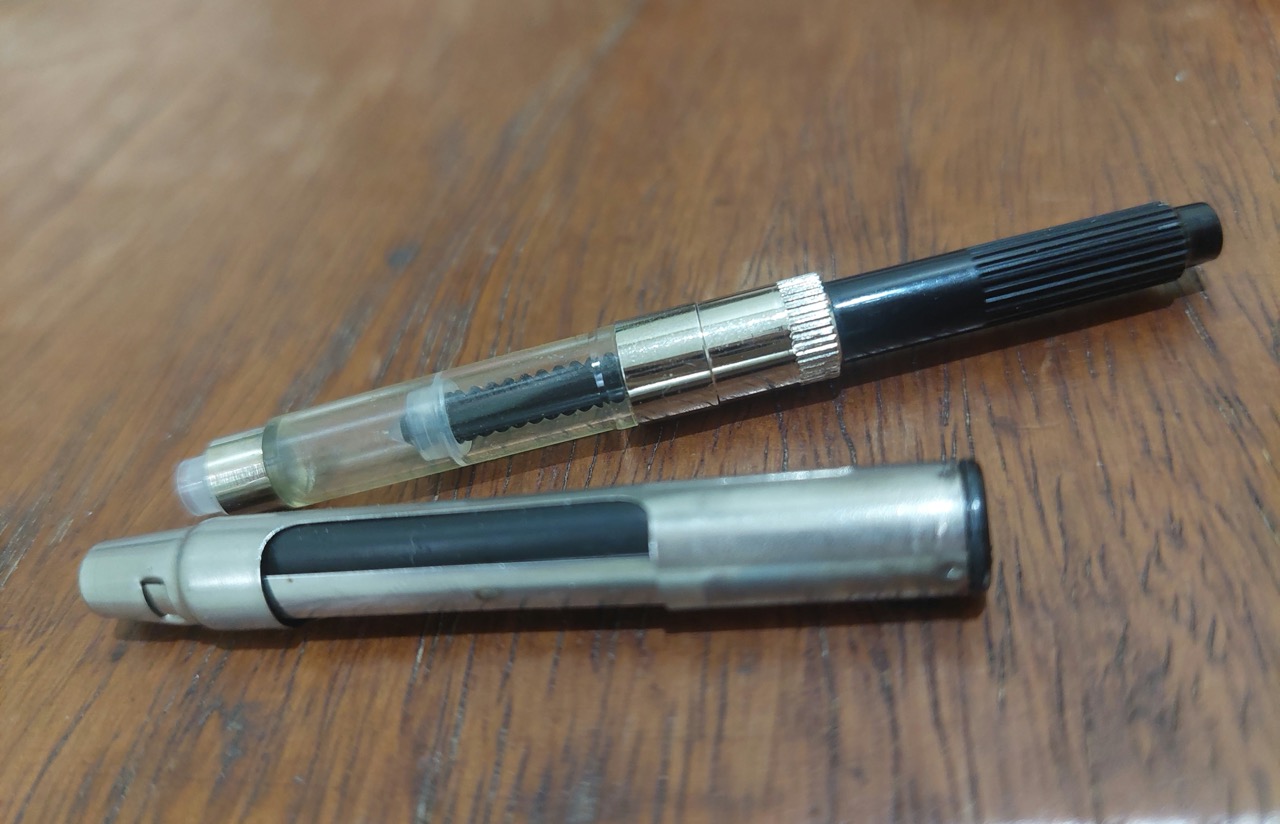 Piston and squeeze converters, which hold a fountain pen’s ink reserve