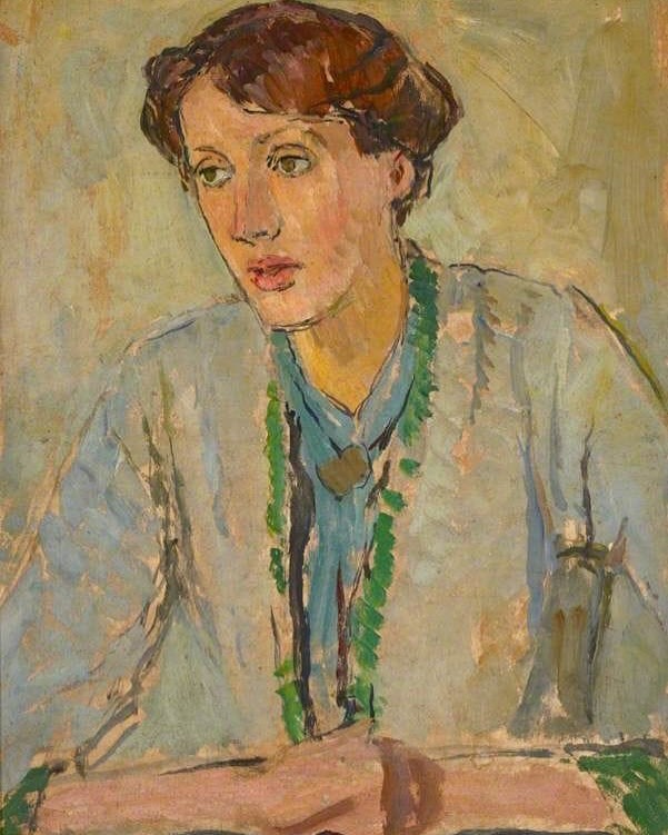 A portrait of writer Virginia Woolf, painted by her sister Vanessa Bell; and a piece by Tamara de Lempicka women artists