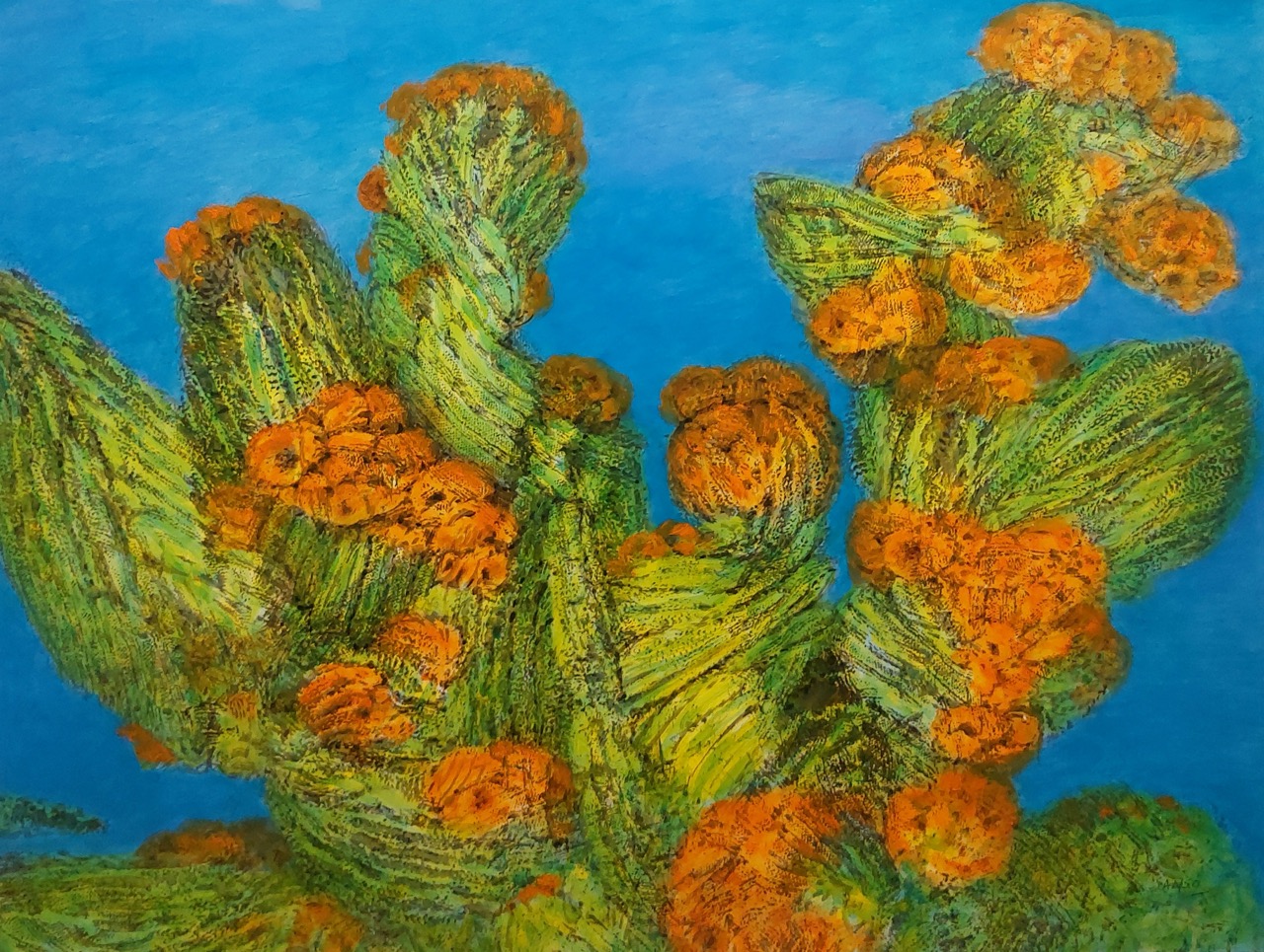 Works of Sansó: "Tranquil Gathering"; "Soft Wisps of a Sea Breeze"; "Losas Y Flores"; "Measured Repose"