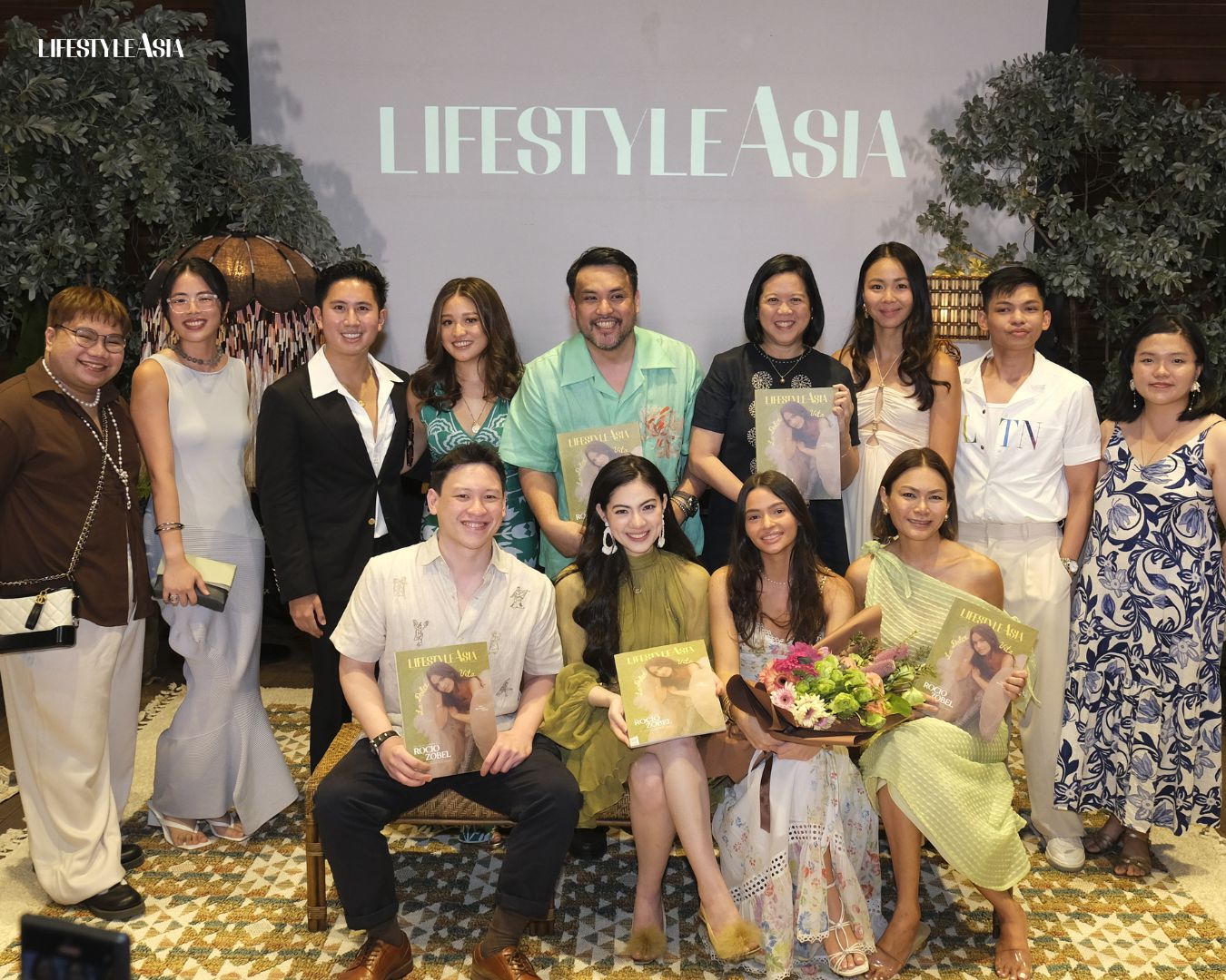 Cover star Rocio Zobel and Chief of Editorial Content Kerry Tinga with COO of One Mega Group, Inc. Ramon Galicia, Vice President for Lifestyle Media Brands Apples Aberin, Editorial Director Yvette Tan, and the Lifestyle Asia editorial team: Managing Editor Chino Hernandez; Wellness Editor Alexandra Tan; Beauty Editor Monica Concepcion; Food and Travel Editor Maxine Alindogan; Business, Politics, and Technology Editor Paolo Vera; and writers MJ Calayan and Pilar Gonzalez
