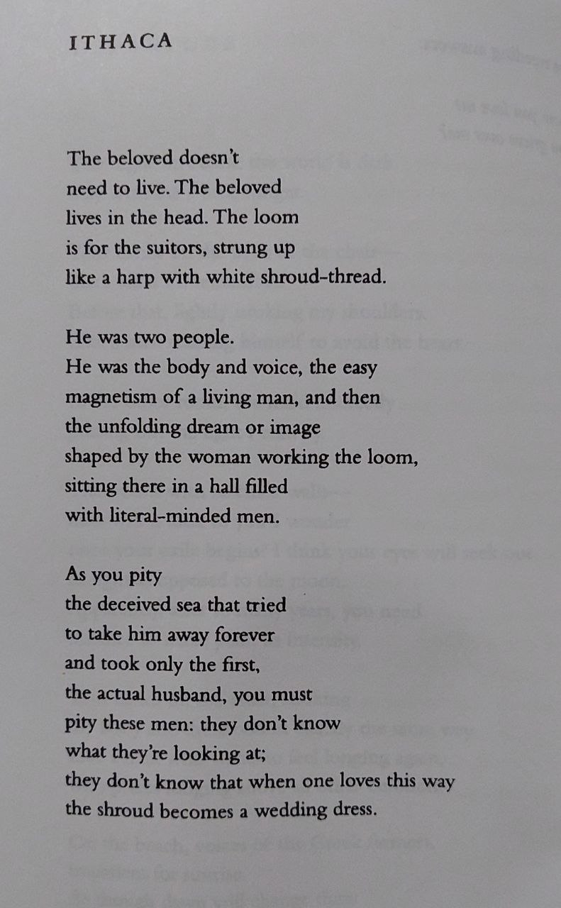 The poem "Ithaca" by Louise Glück, from Meadowlands
