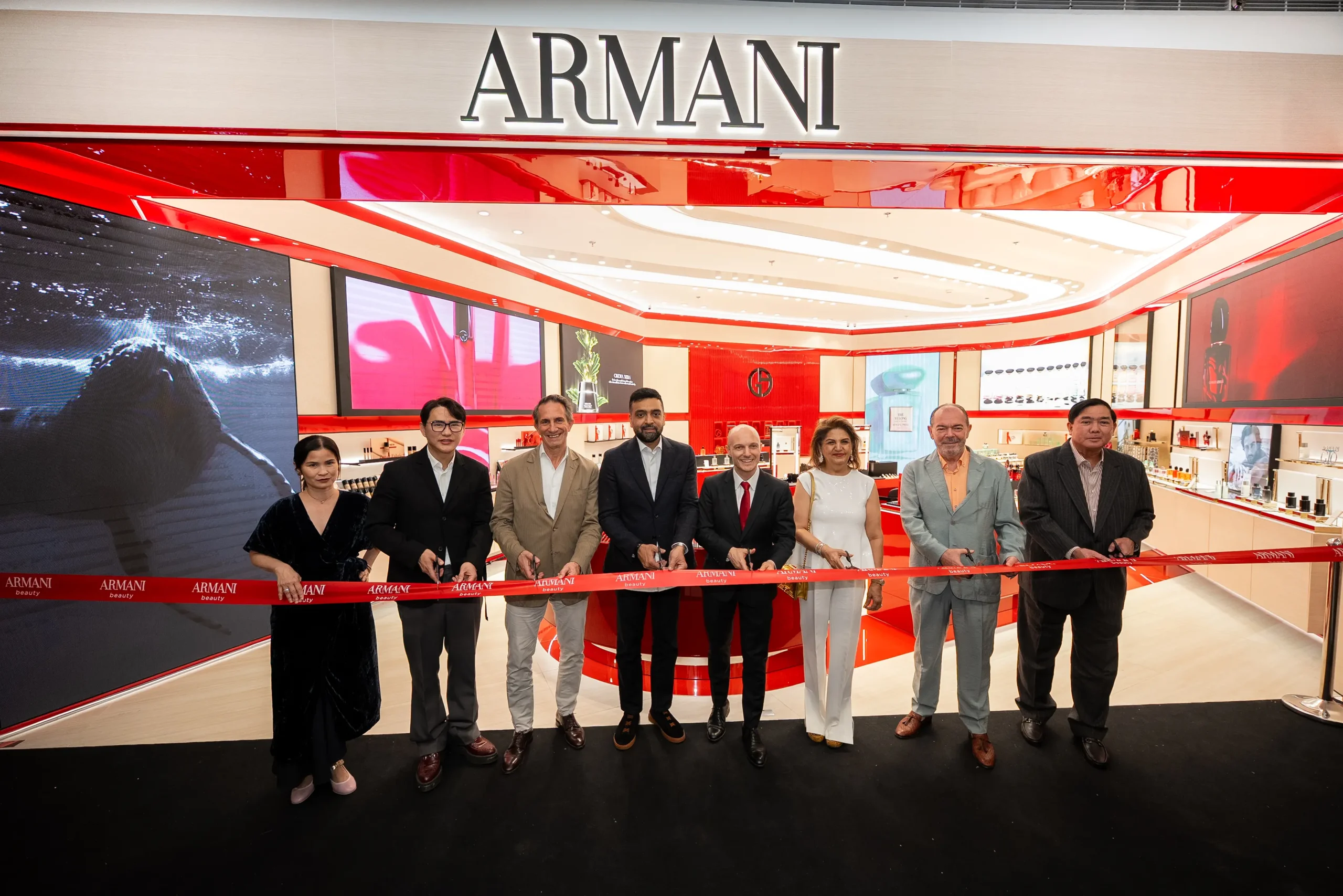 Ribbon cutting at the new Armani Beauty flagship store in SM Mall of Asia