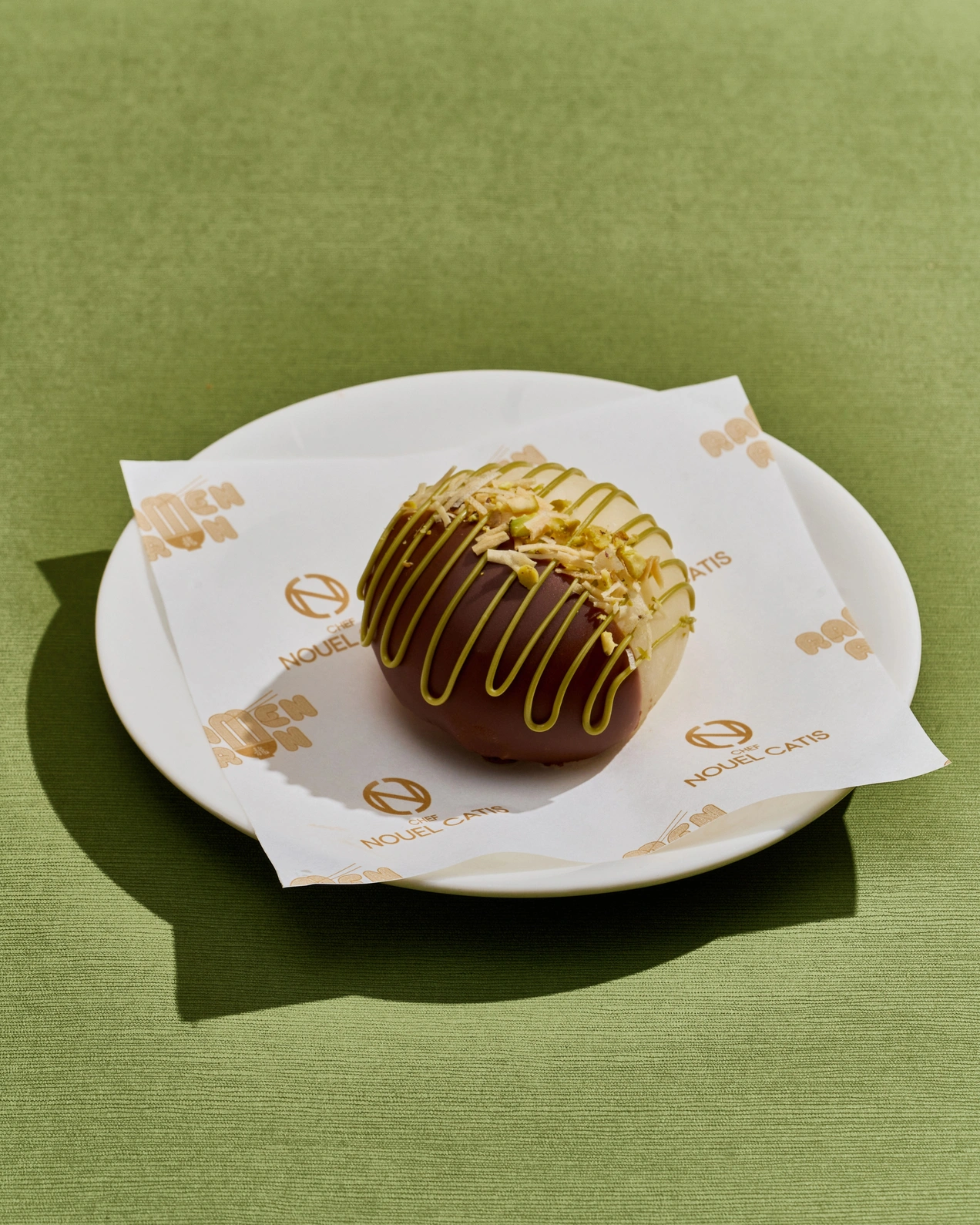 Ramen Ron's mochi with chocolate and pistachio filling