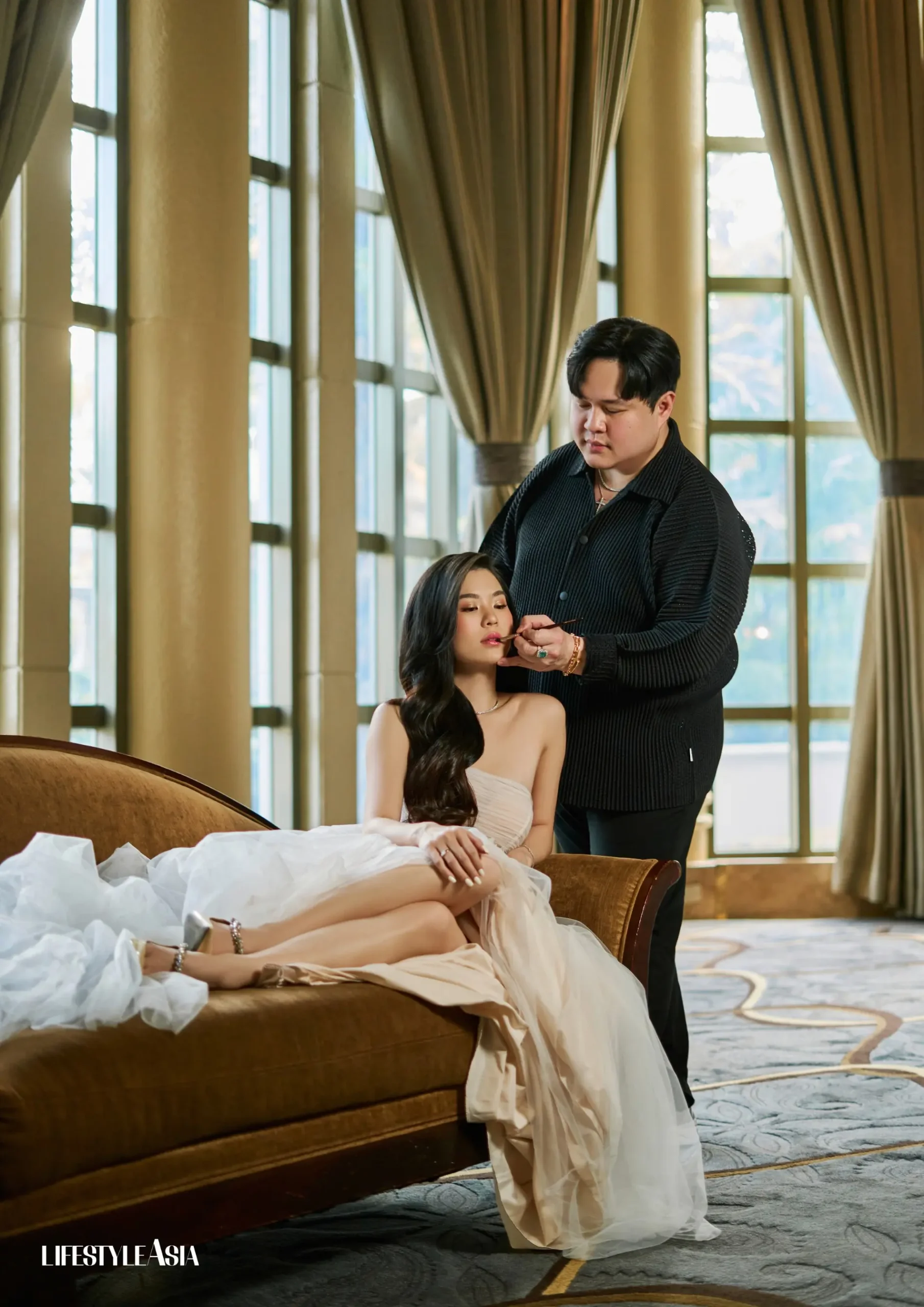 Bride Robyn See with makeup artist Mickey See