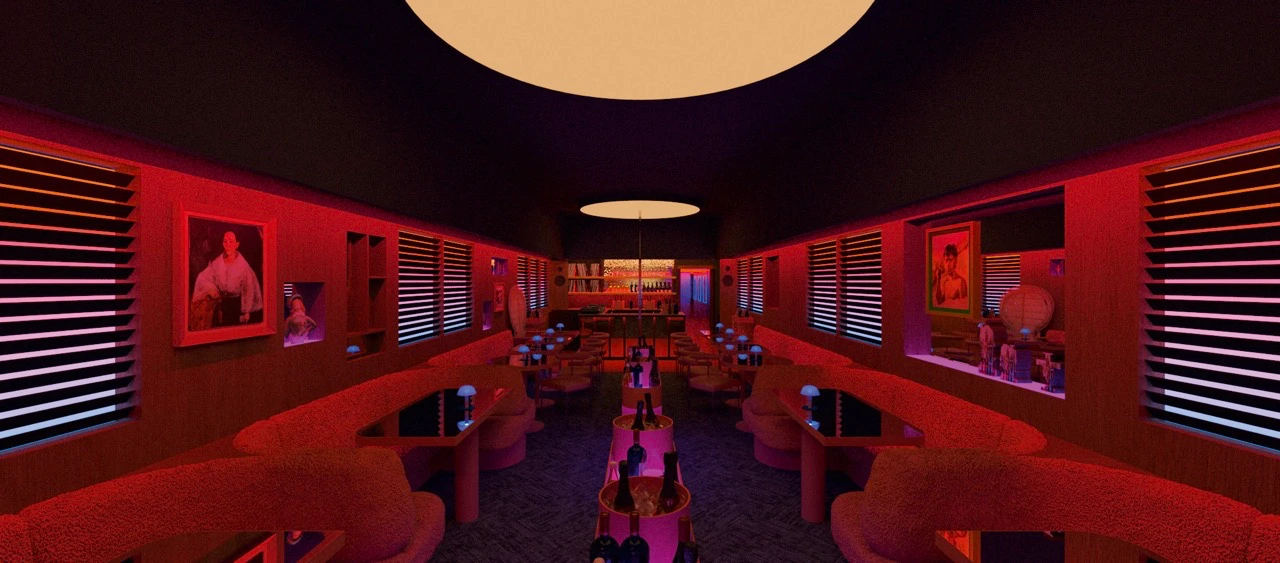 Architectural rendering of the sala mayor of Beautiful Eyes, courtesy of Sarah Carpenter Studios