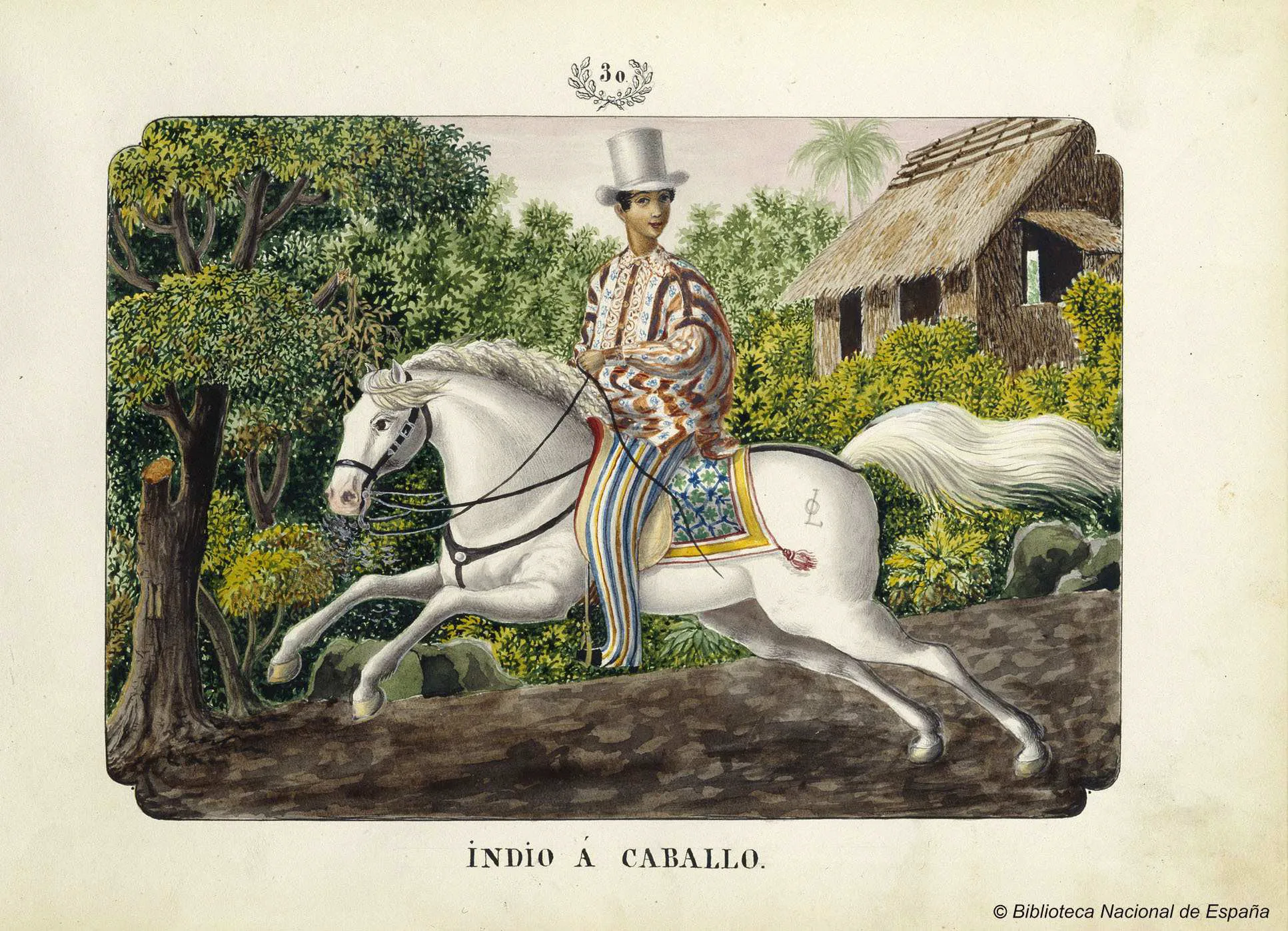 “Indio A Caballo” (1847) illustrated by José Honorato Lozano