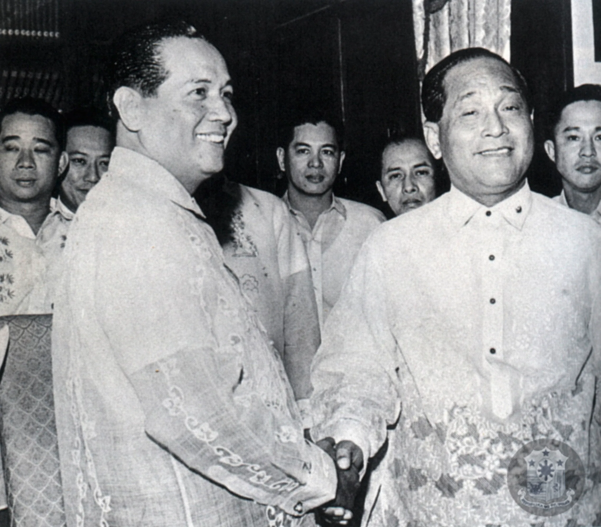 Diosdado Macapagal shakes the hand of then-President Carlos P. Garcia at Malacañang Palace, on the day of the former’s inaugural in 1961