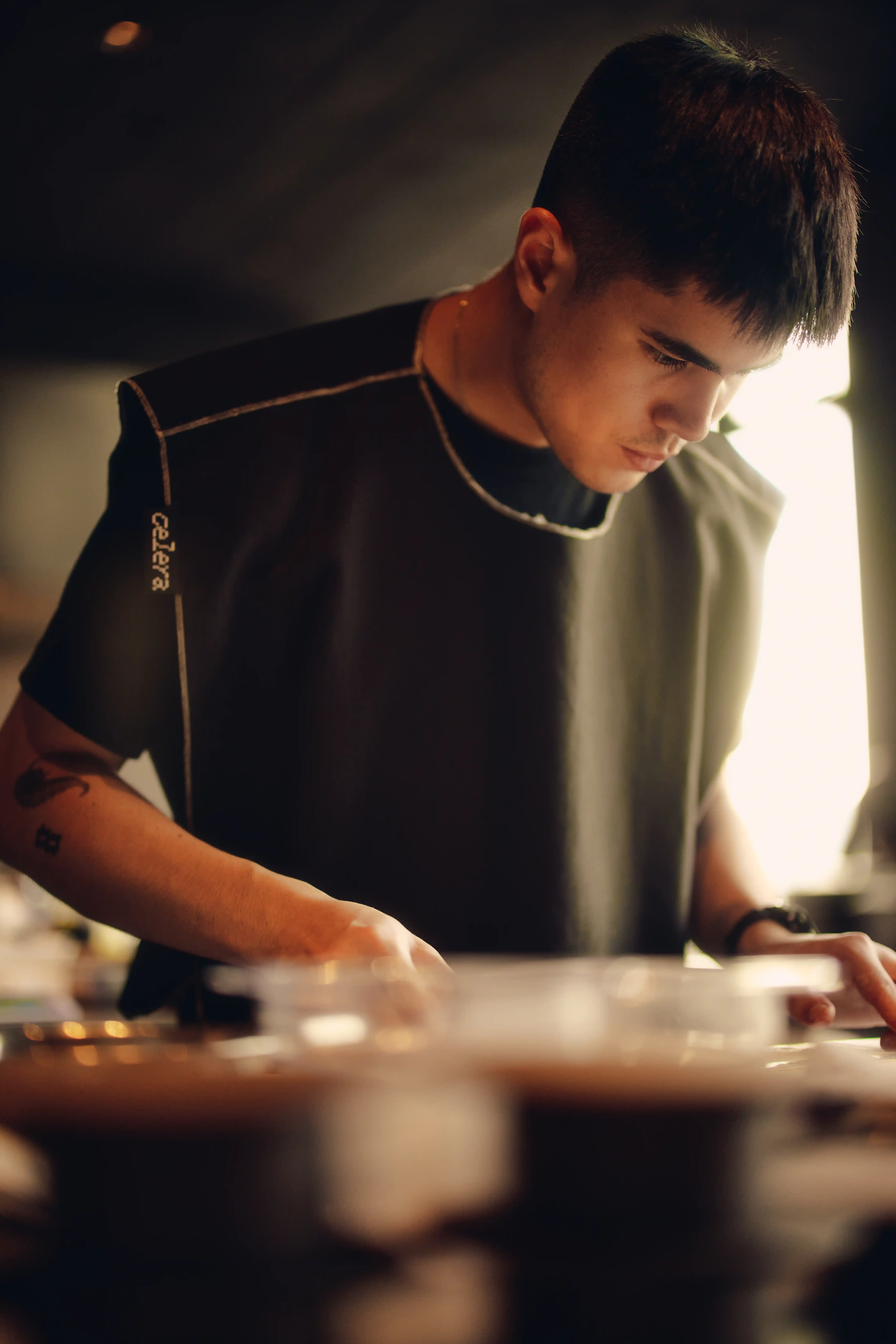 Celera features an open kitchen where you can watch pros at work