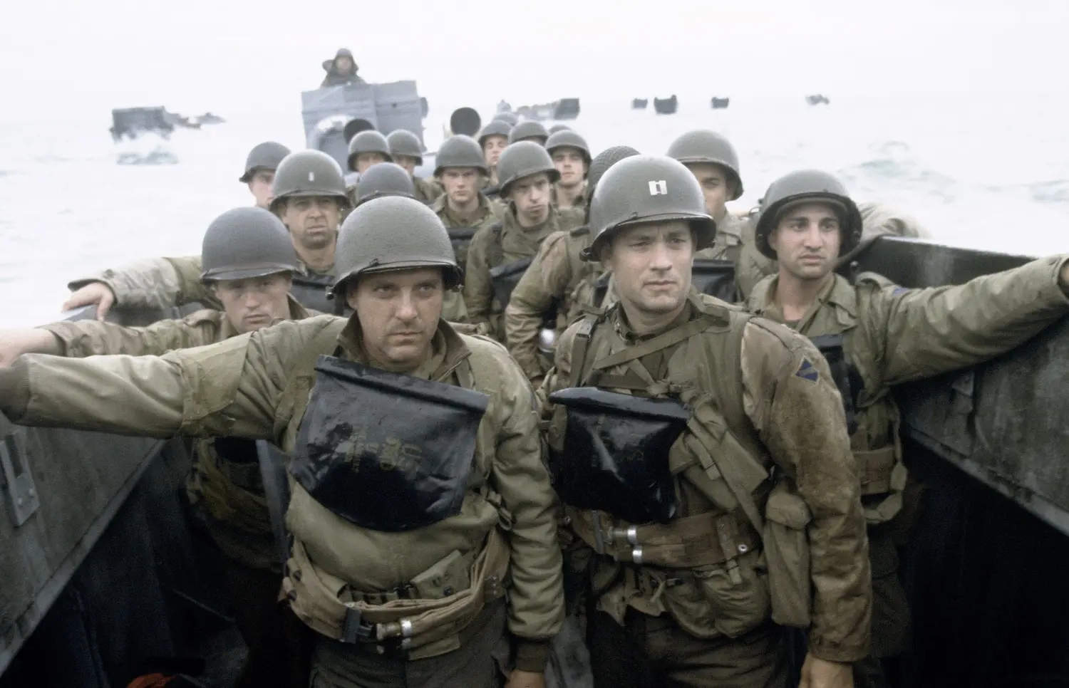 Tom Hanks (center right) with the cast of "Saving Private Ryan" dad flick father's day