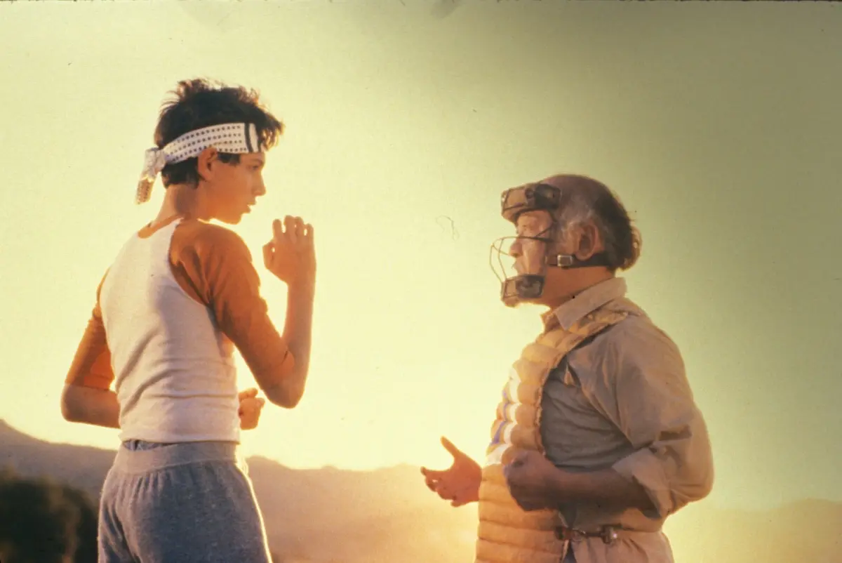 Ralph Macchio and Pat Morita in "The Karate Kid" father's day
