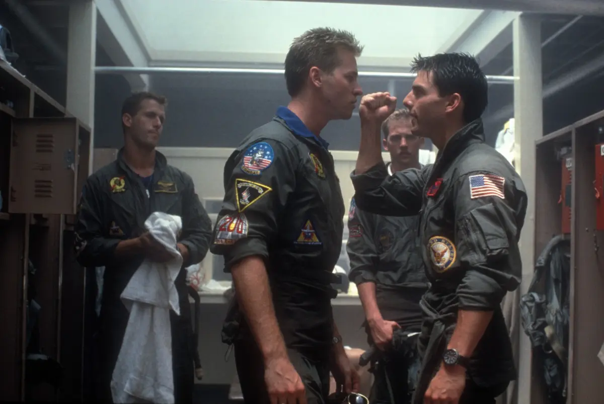 Val Kilmer and Tom Cruise in "Top Gun"