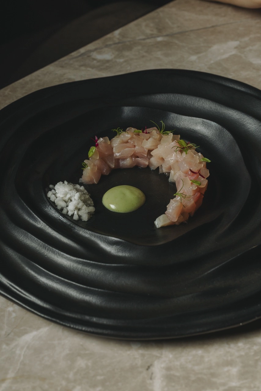 Wet-aged hamachi Taupe Dining Elements Menu