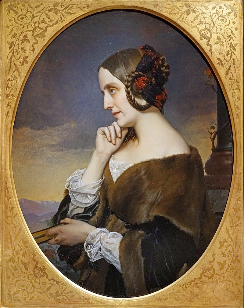 Comtesse Marie Cathérine Sophie d'Agoult (in a painting by Henri Lehmann) and Princess Carolyn Sayn-Wittgenstein (pictured with her only child and daughter Mary in an illustration by Louis Held), two of the most influential of Liszt's lovers