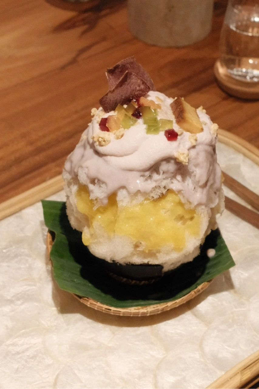 Shaved-ice creations at the new AzukiToyo: Halo-halo; Mais at Keso July 2025