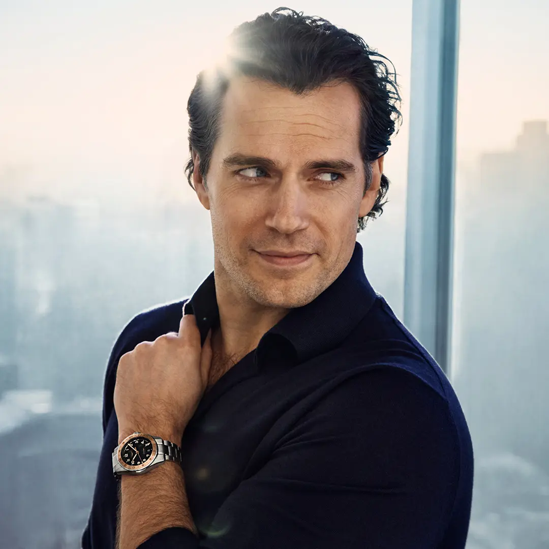 Longines Ambassador of Elegance Henry Cavill wears the new Spirit Zulu Time 1925 timepiece