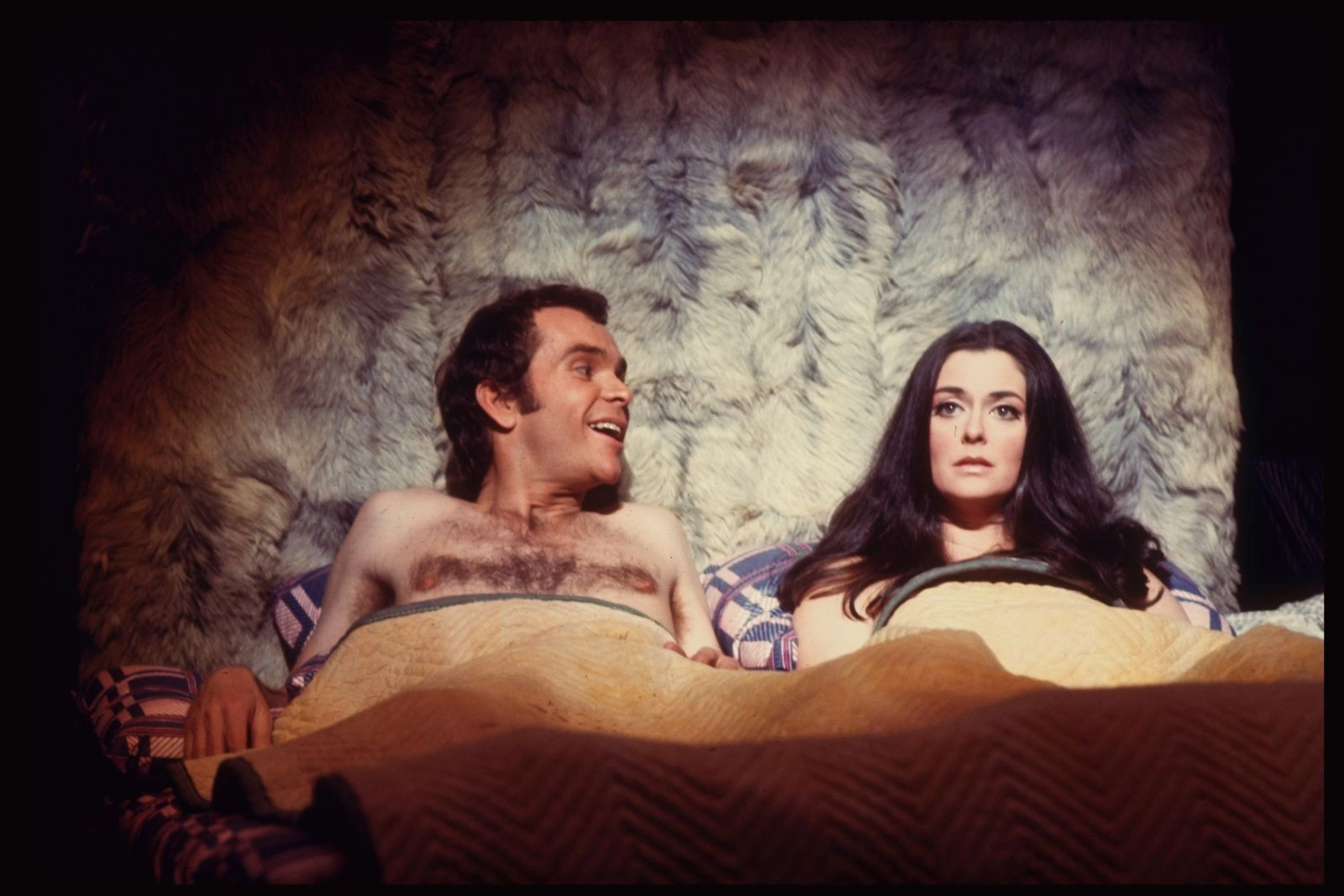 Actors Dean Jones and Susan Browning in a scene from the Broadway musical "Company" (1970) musical film adaptations