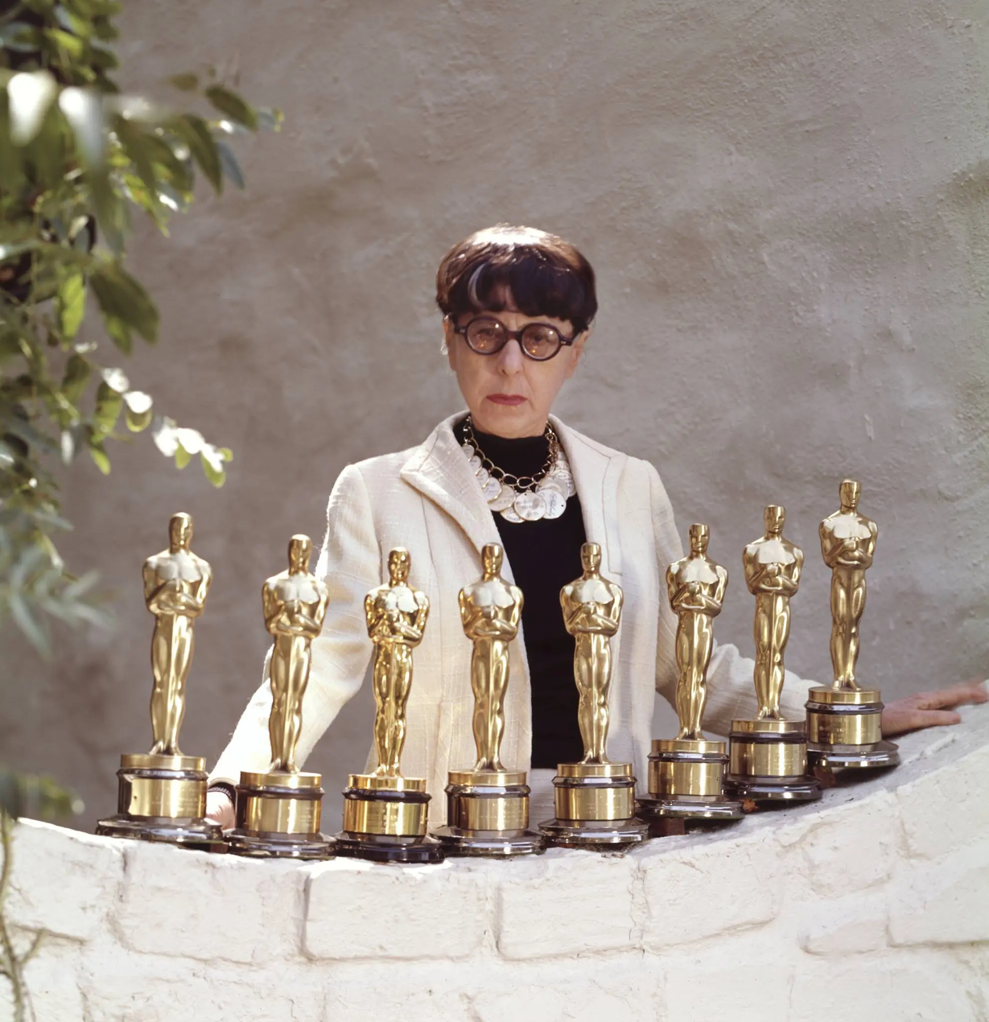 Edith Head with her eight Academy Awards for Costume Design