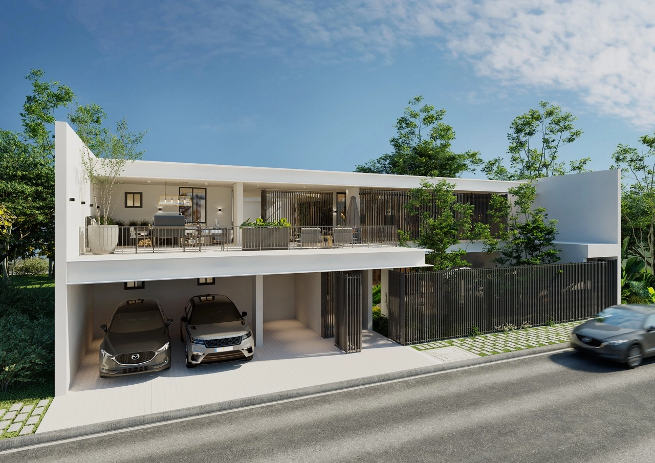 Exterior still renders of various configurations for the Ivy Premier Villa, Sage Premier Villa, and Harper Grand Villa