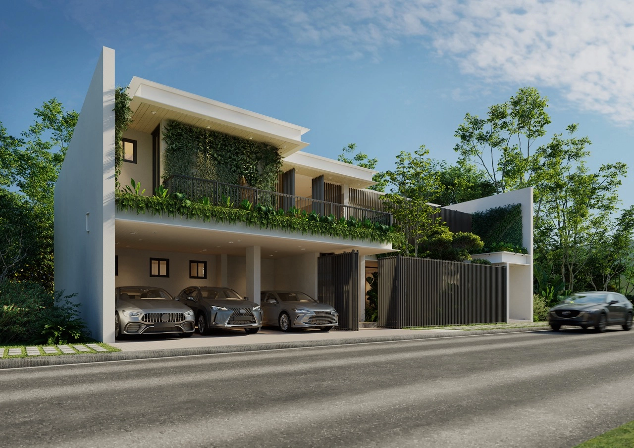 An exterior still render of the Stella Grand Villa