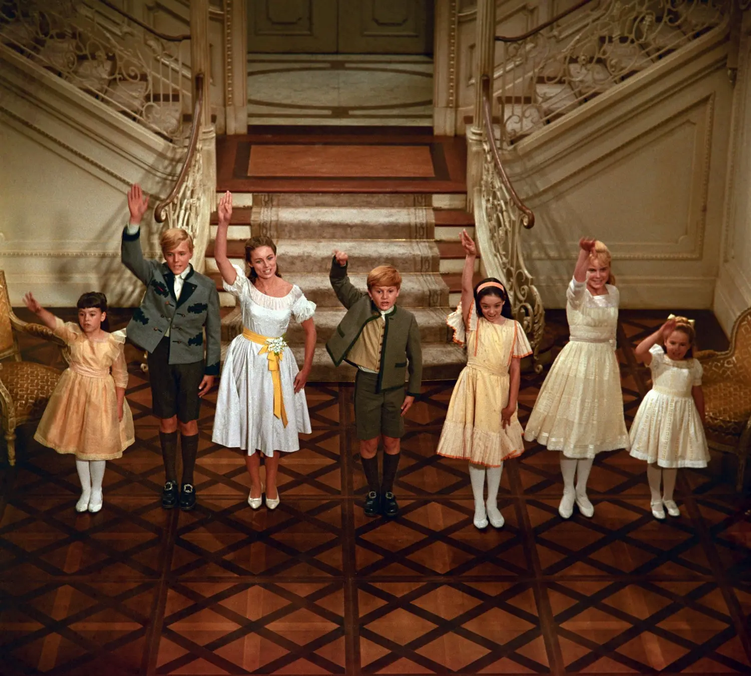 The fiction von Trapp children perform "So Long, Farewell" in the film adaptation of The Sound of Music