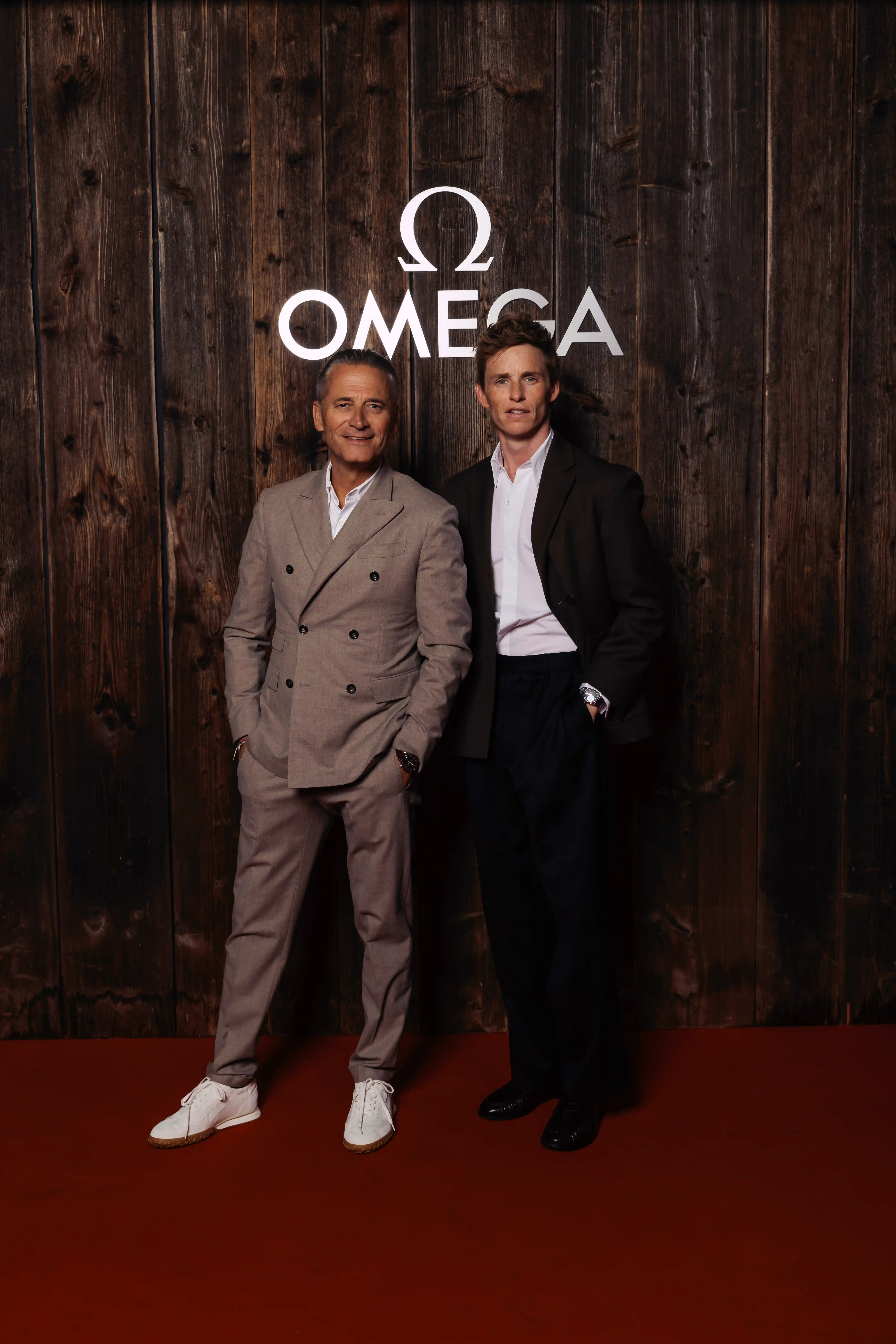 OMEGA President and CEO Raynald Aeschlimann with OMEGA Brand Ambassador Eddie Redmayne
