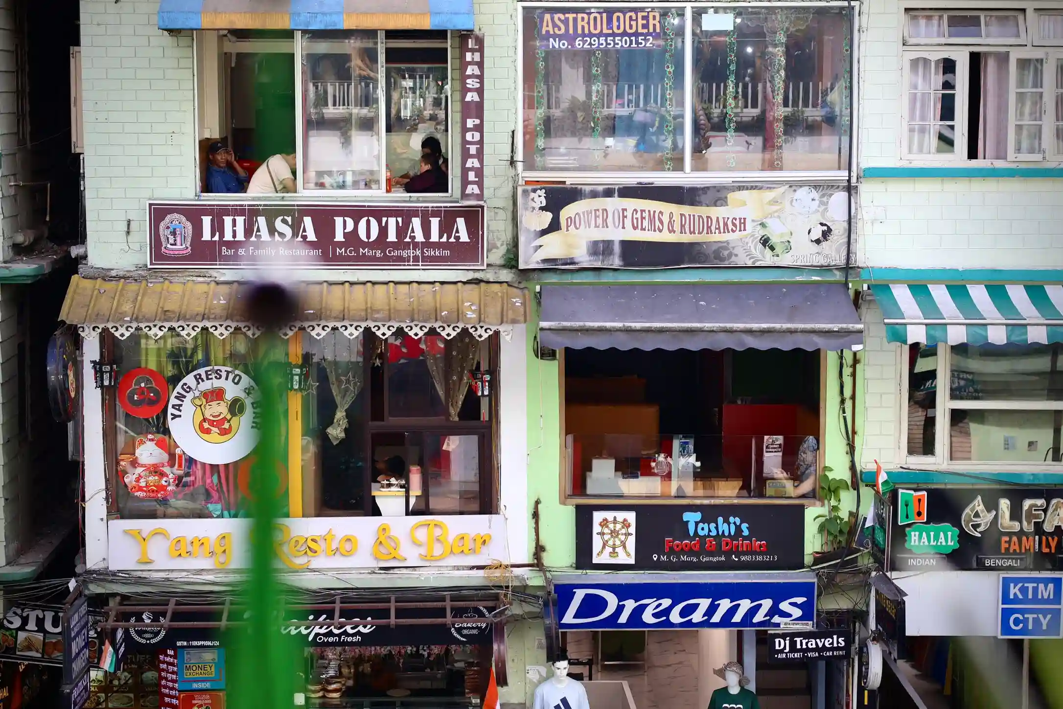 Windows view of Gangtok Market in India