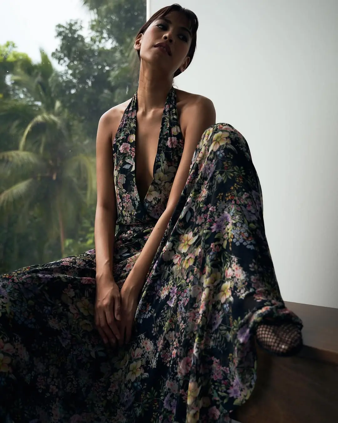 The Linglu Floral Silk Georgette Halter Gown from Dona Lim