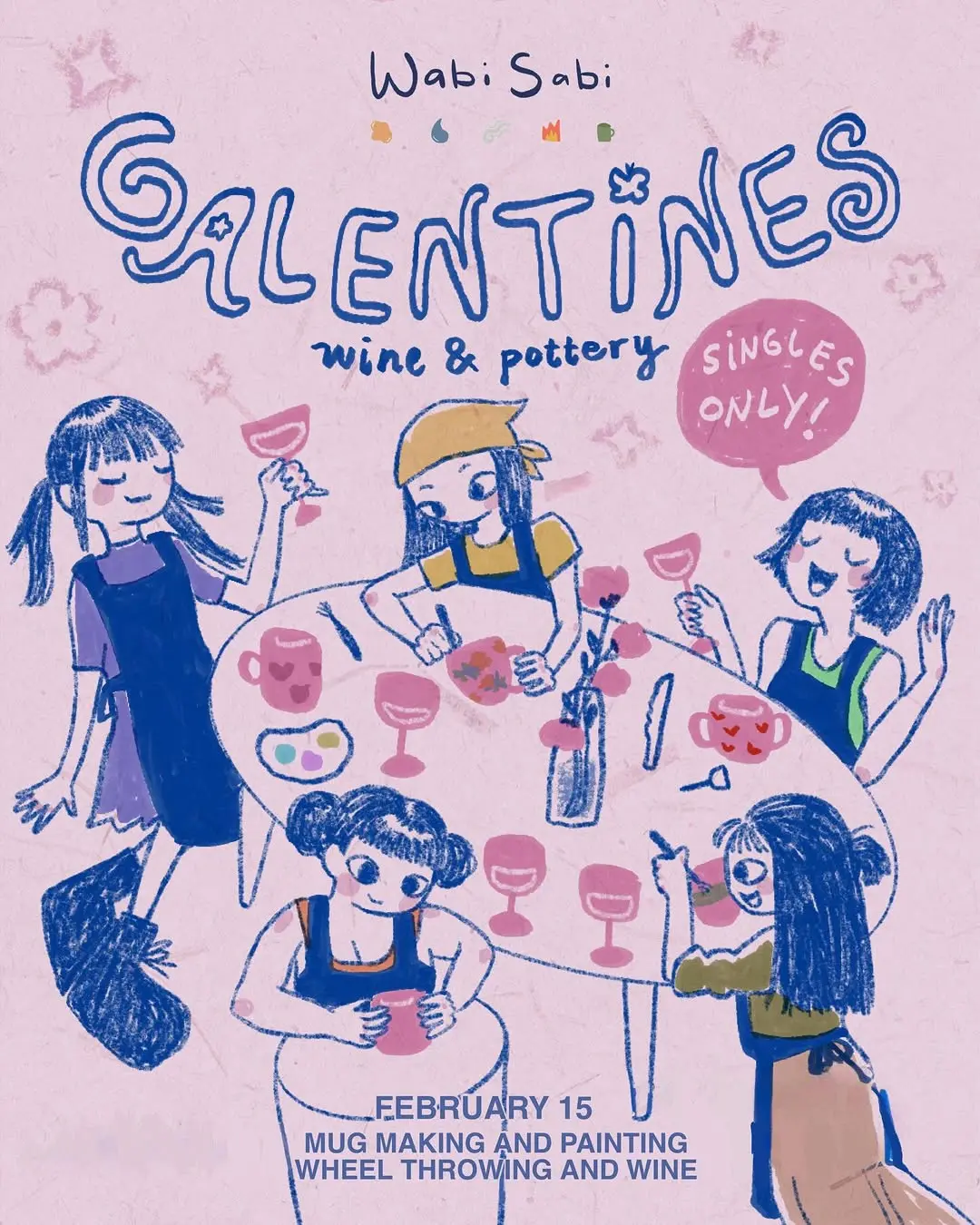 Galentine’s Wine & Pottery Girls Valentine's 
