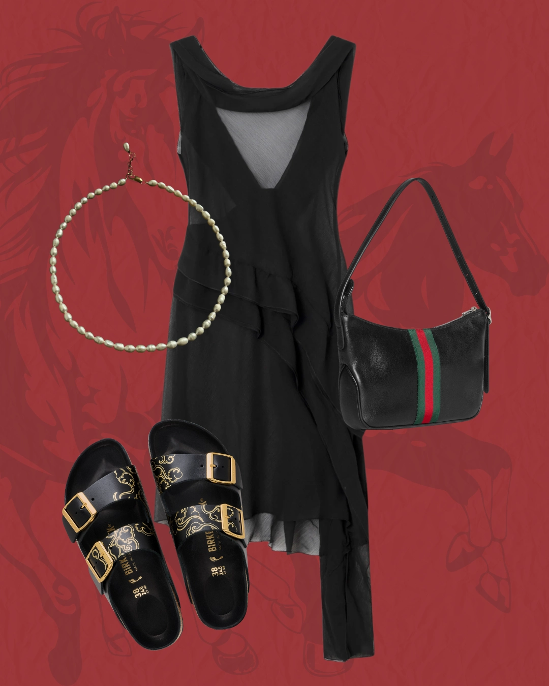 Dress, GIMAGUAS; Shoes, BIRKENSTOCK; Bag, GUCCI; Necklace, BURLÔ BY VESTIDO  Spring Festival Special Edition
