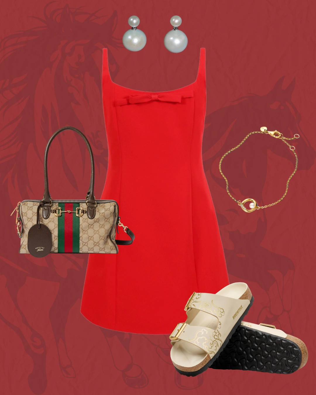 Dress, SANDY LIANG; Shoes, BIRKENSTOCK; Bag, GUCCI; Earrings, SPACESKULLPIXIE; Bracelet, PANDORA  Spring Festival Special Edition