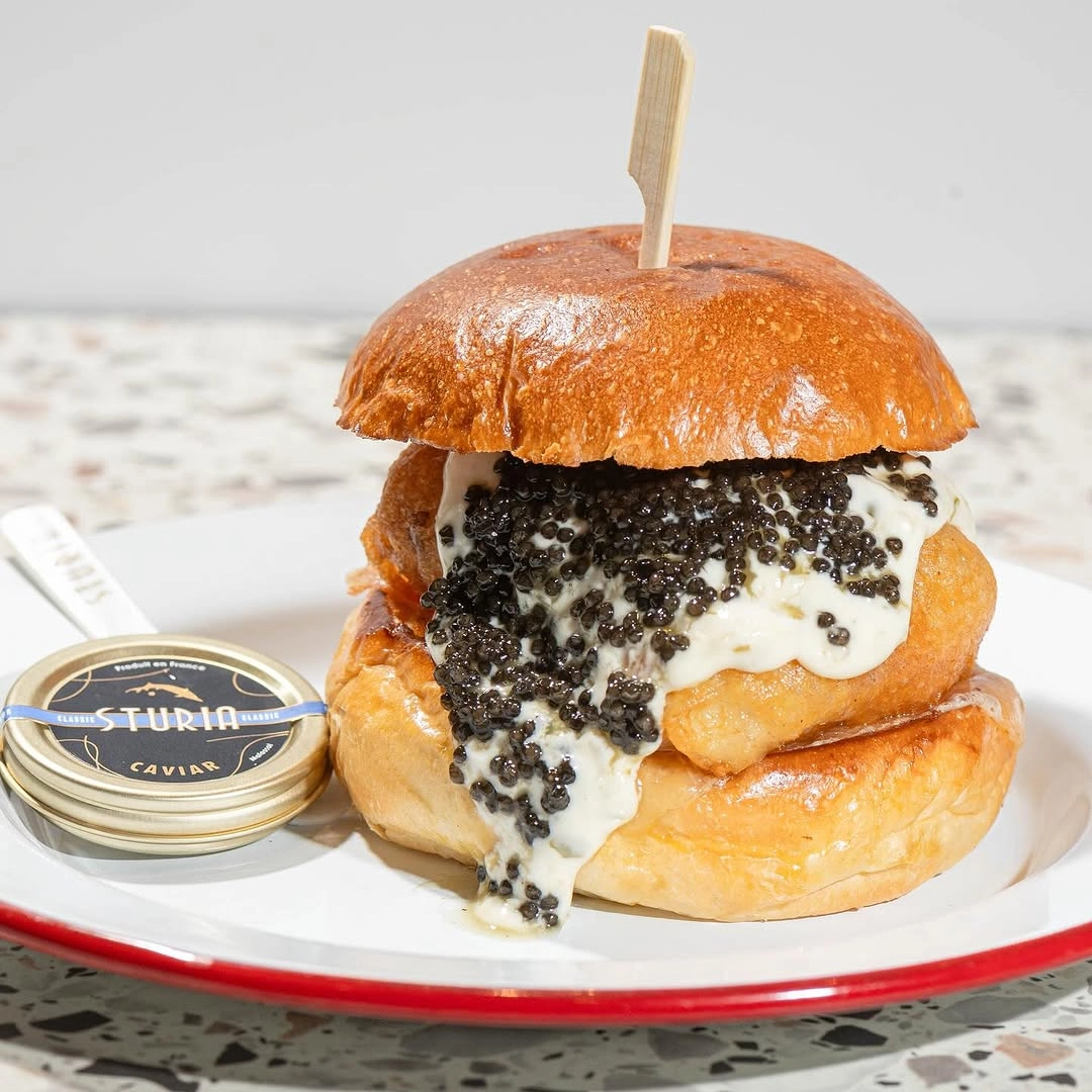 The Halibut sandwich with caviar from 717 Deli
