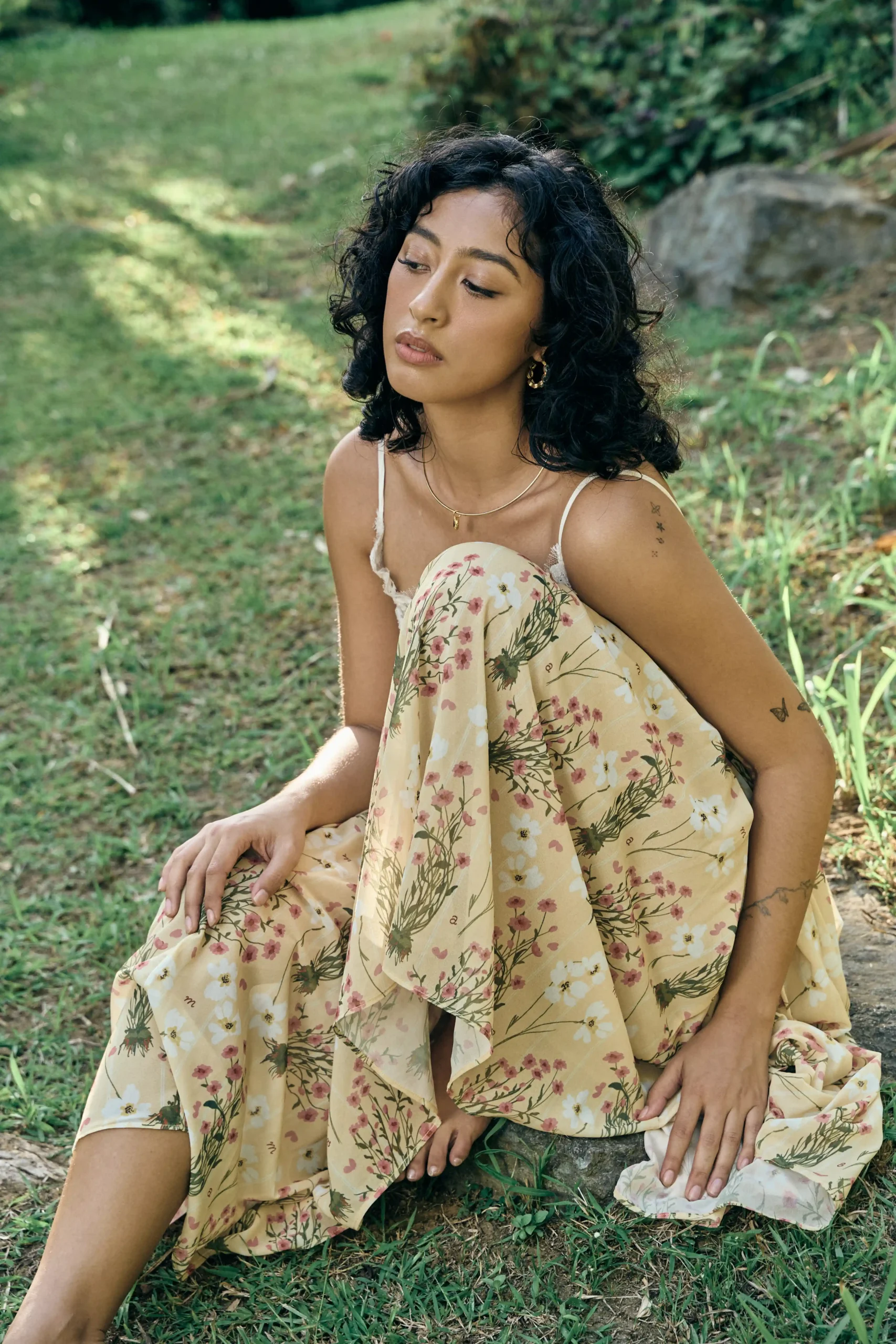 A model wears a dress from Anca x Martina Lebron