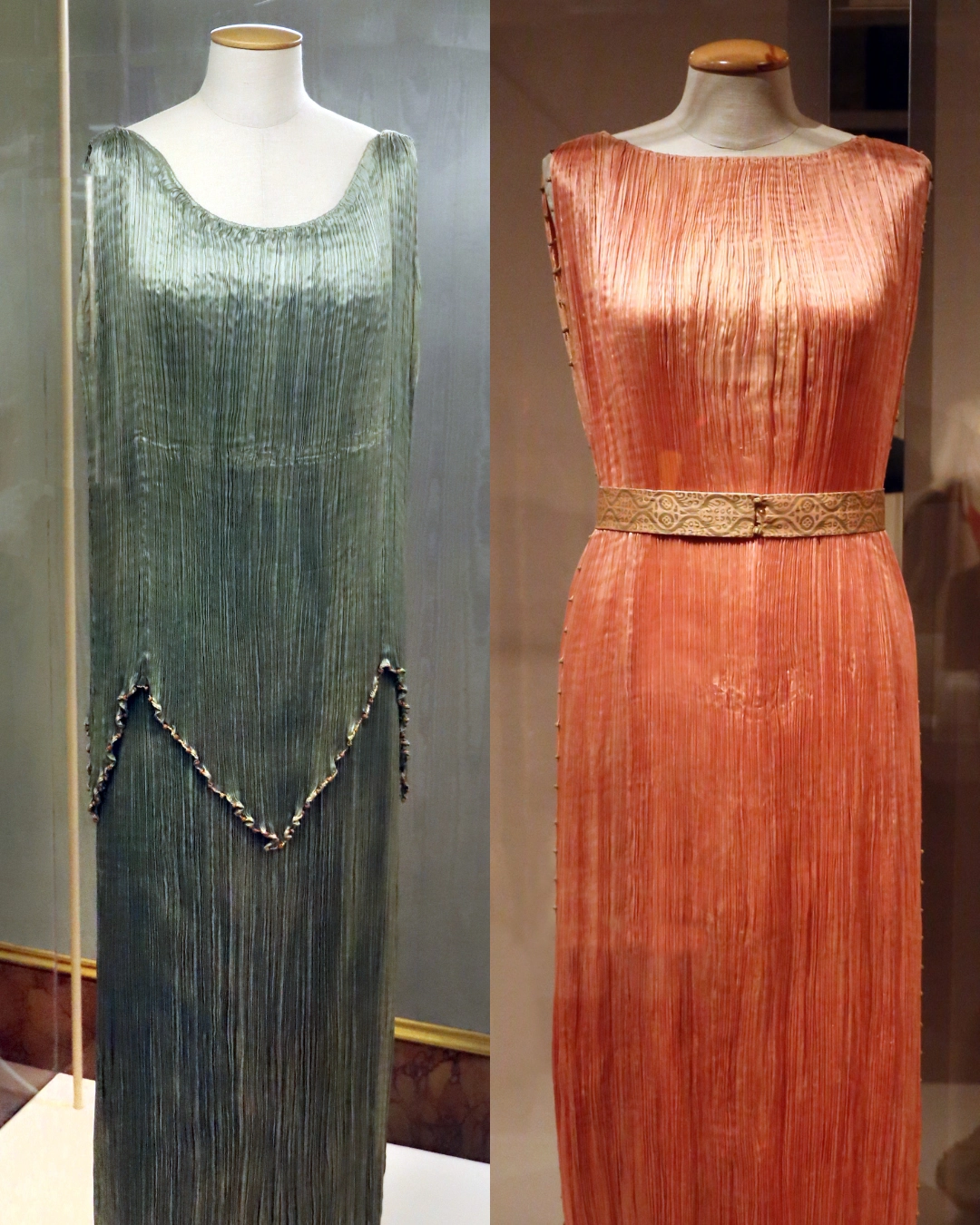 Pleated dresses by Spanish designer Mariano Fortuny