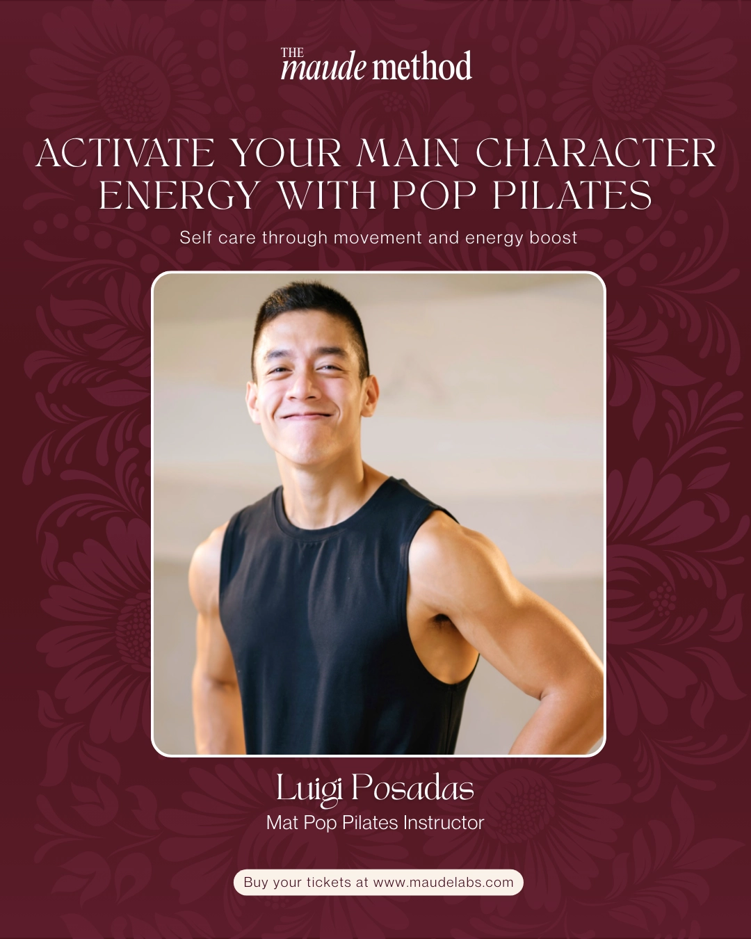 Luigi Posadas of Vida Yoga is set to lead a class at the Maude Method
