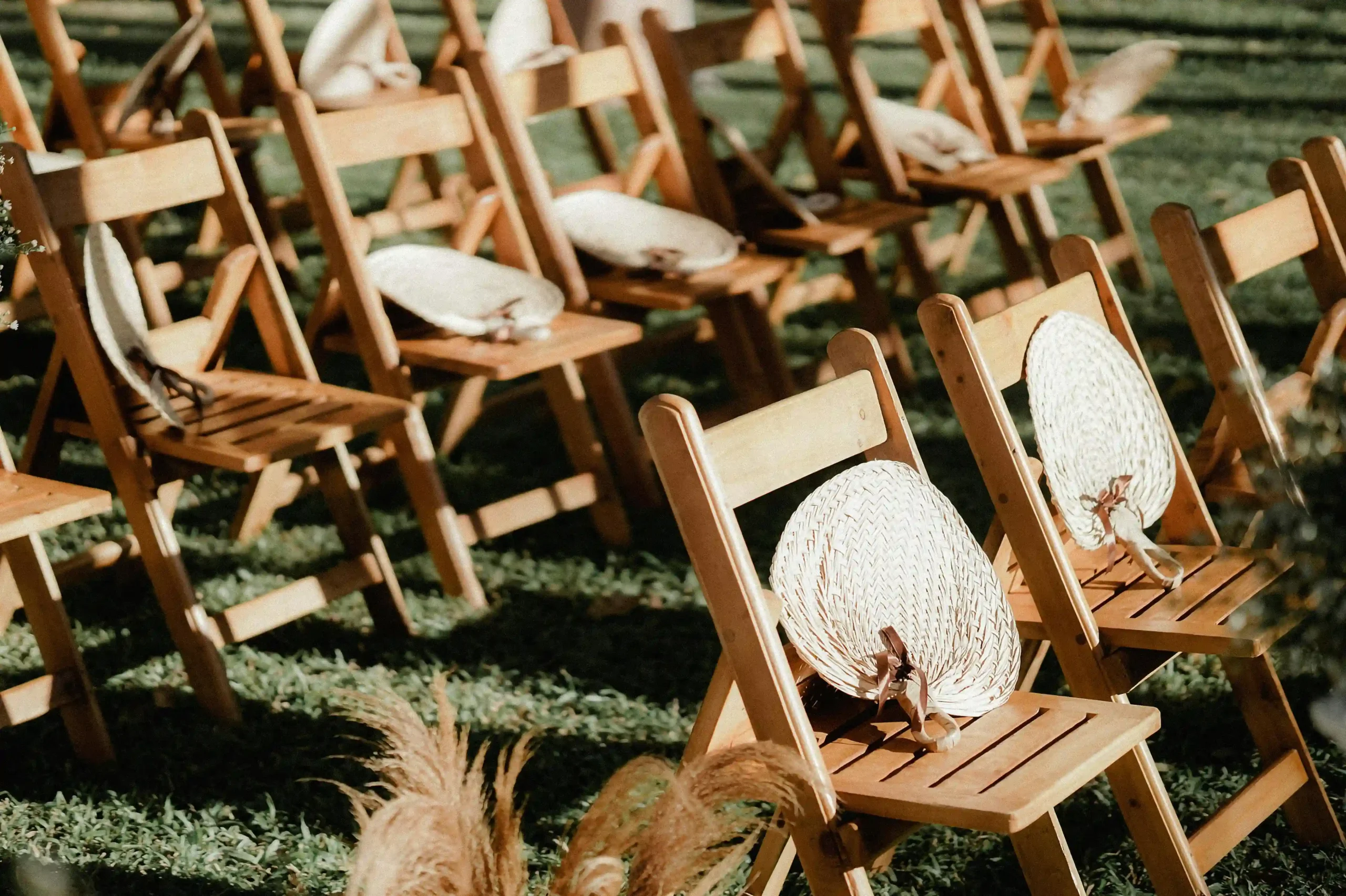 An outdoor wedding setup