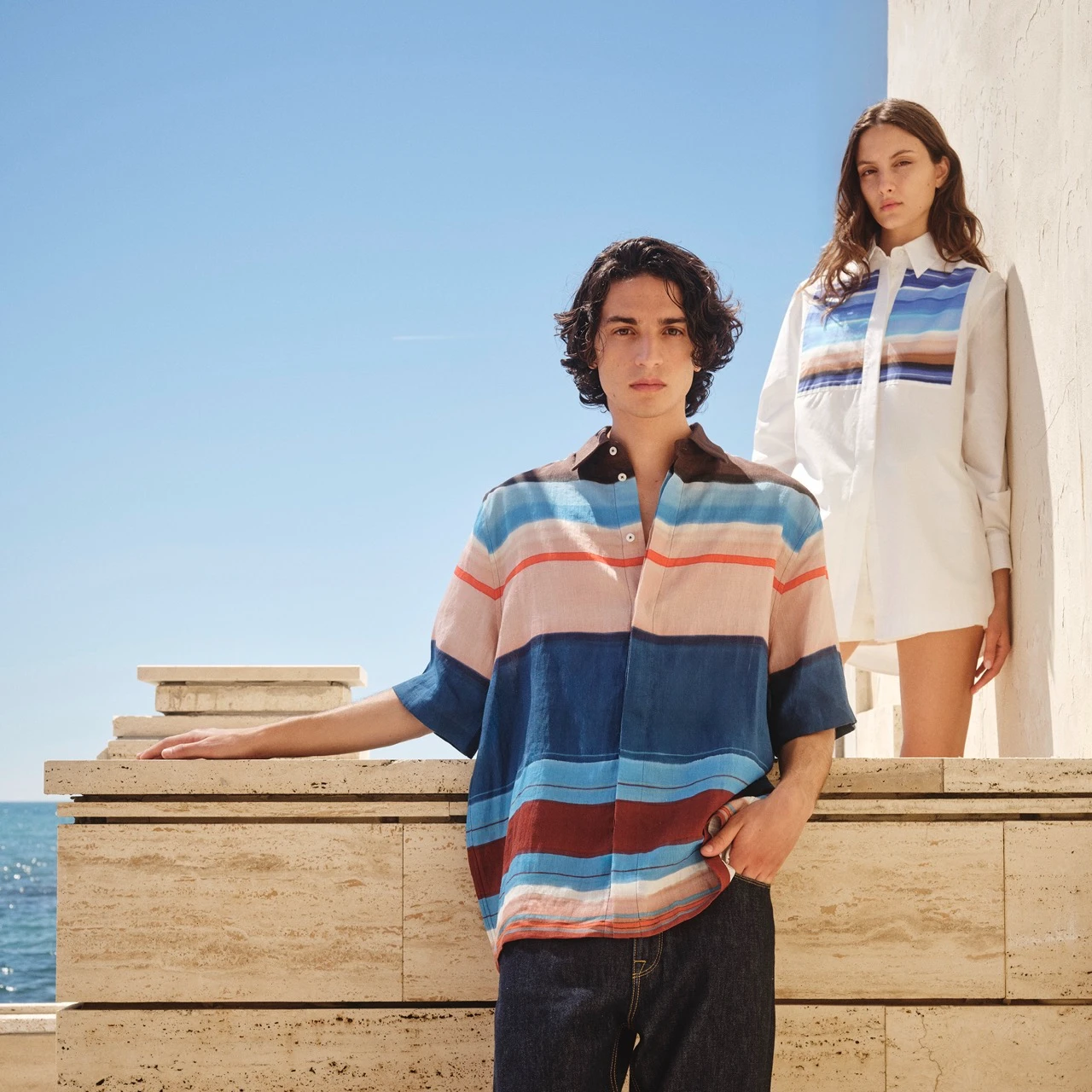 Fendi Men's Striped Linen Short-Sleeve Shirt