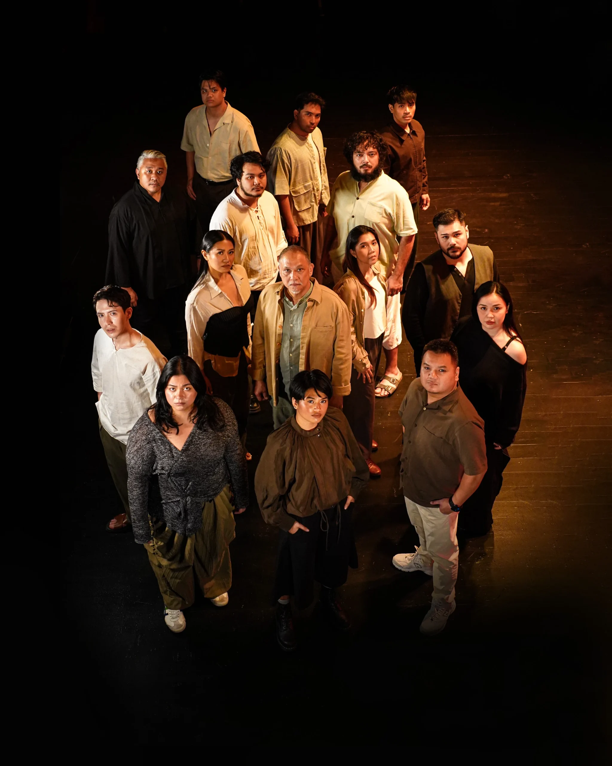 The cast of the 2026 REP staging of Man of La Mancha: Nonie Buencamino, Katrine Sunga, Marvin Ong, Tarek El Tayech, Alfredo Reyes, Mikkie Bradshaw-Volante,  Sarah Facuri, Steven Hotchkiss, Julio Laforteza, Dippy Arceo, Jasper Jimenez, Ralph Oliva, Khalil Tambio, Liway Perez, Rafa Sumilong, JV Fulgencio , and Aly Wijangco.