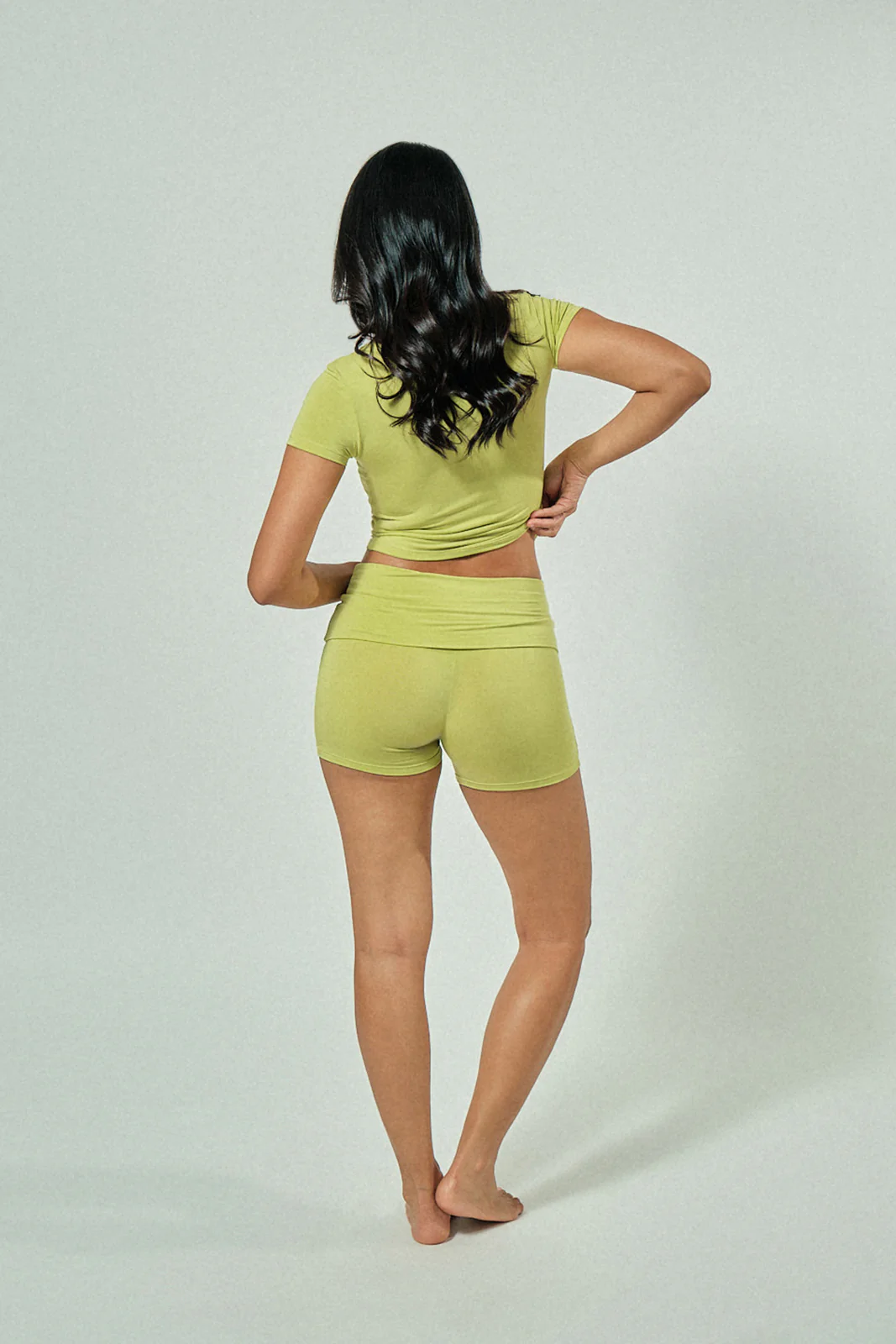 Nora Go-To Classic Tee and Go-To Foldover Short in Olive Filipino loungewear