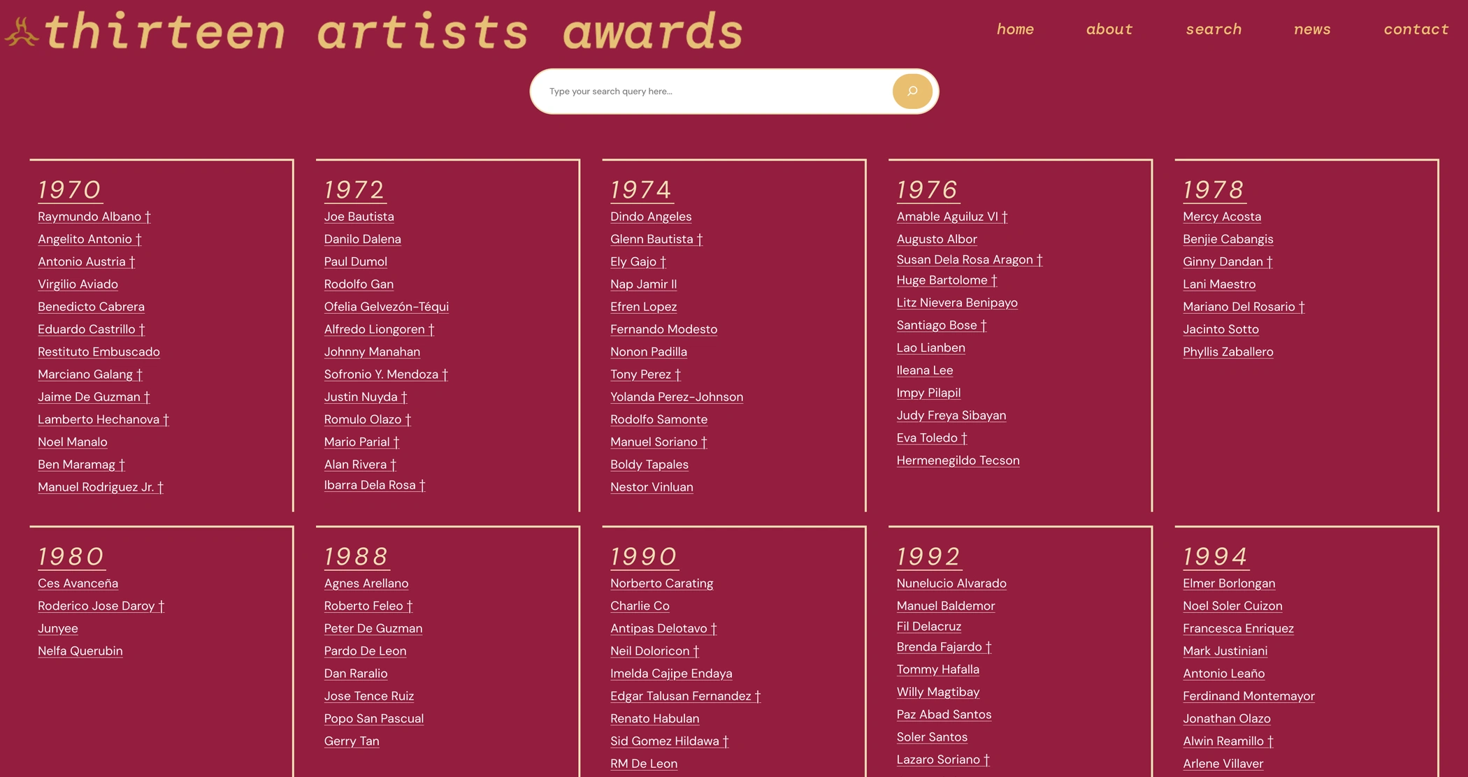 Thirteen Artists Awards