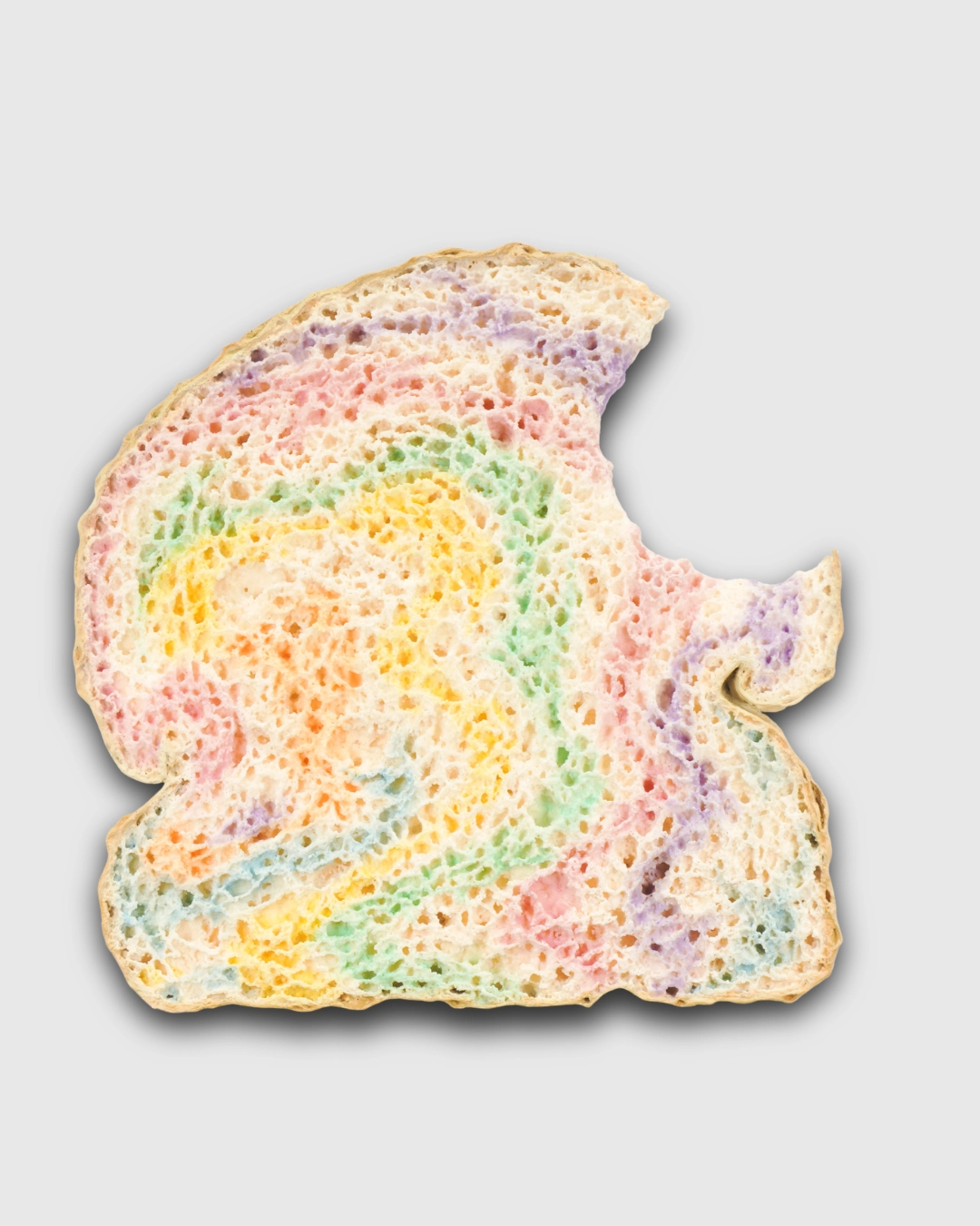 “Bread of Life” (2025): transformed foam, with fiber-reinforced resin, watercolor, and lacquer varnish, from the exhibition “Happy Birthday” at Artinformal Gallery
