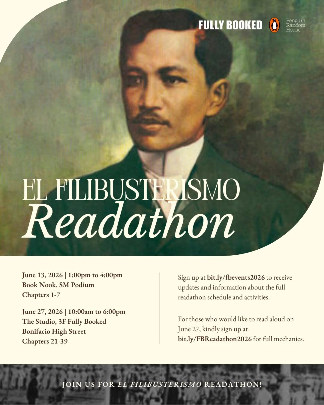 Fully Booked's El Filibusterismo is a free event, and those interested in being readers can also sign up for the June 27 meet-up at Fully Booked BGC