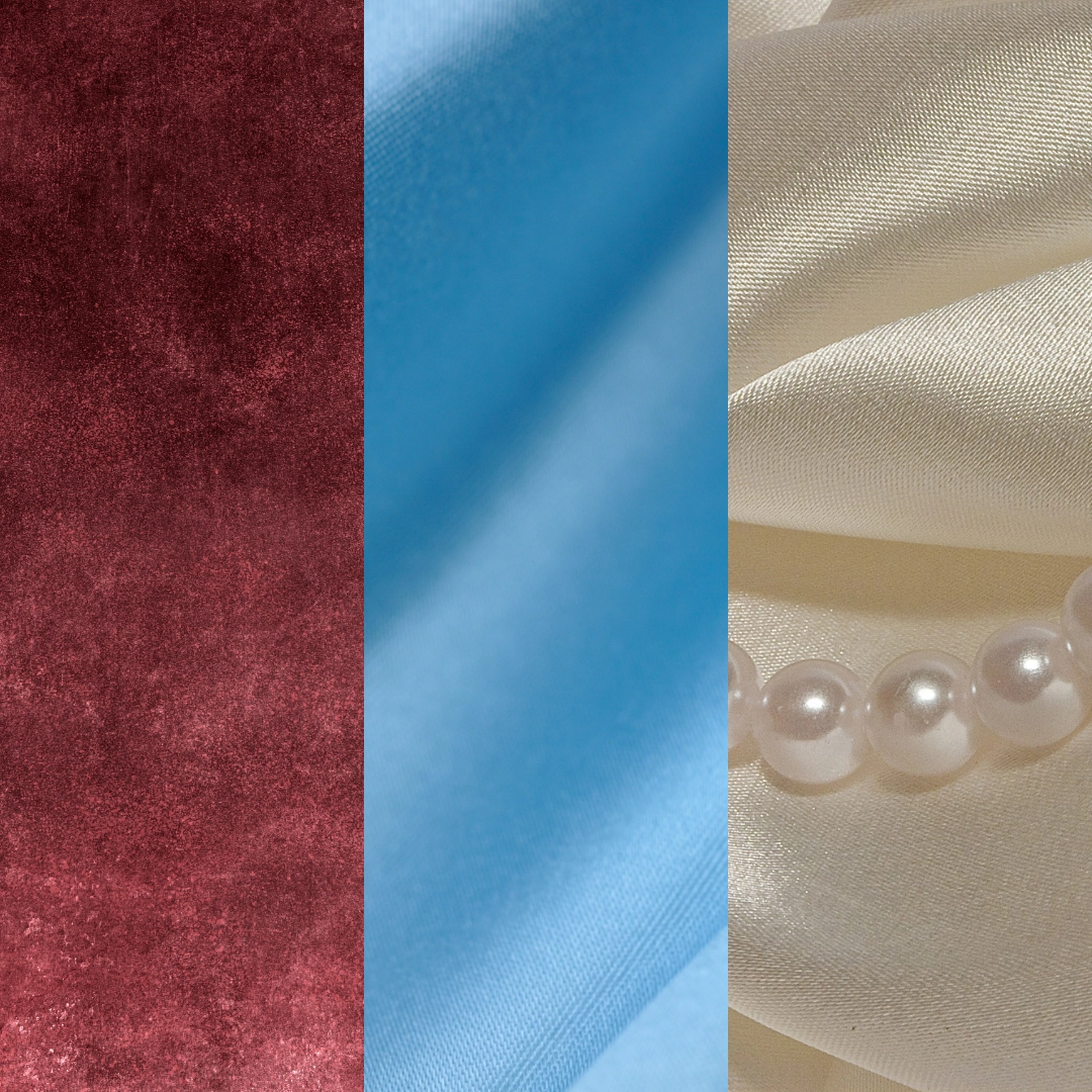 Burgundy, powder blue and pearl can be suited for sophisticated, nighttime events