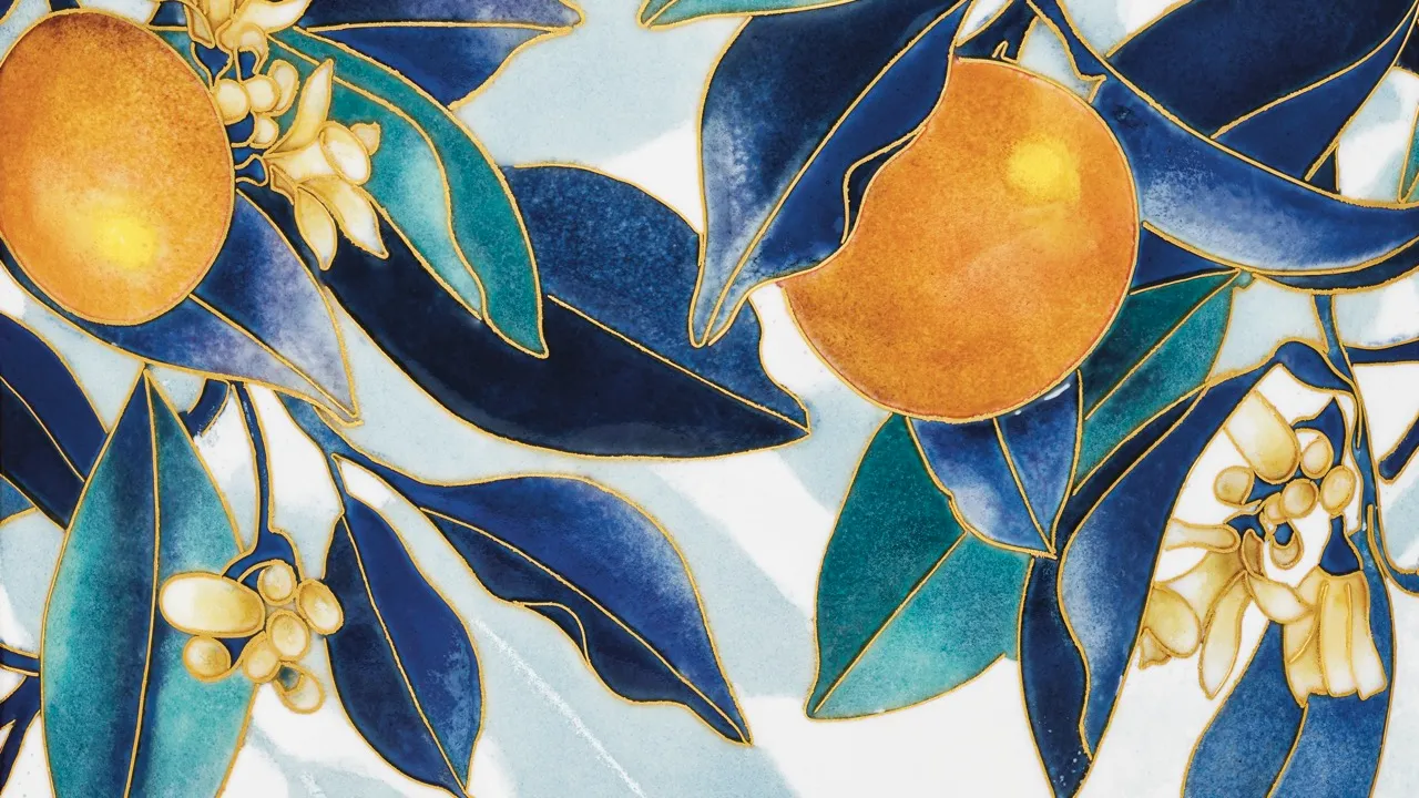 A closer look at the details on the “Sicilian Oranges” Ref. 20179M-001 Dome table clock