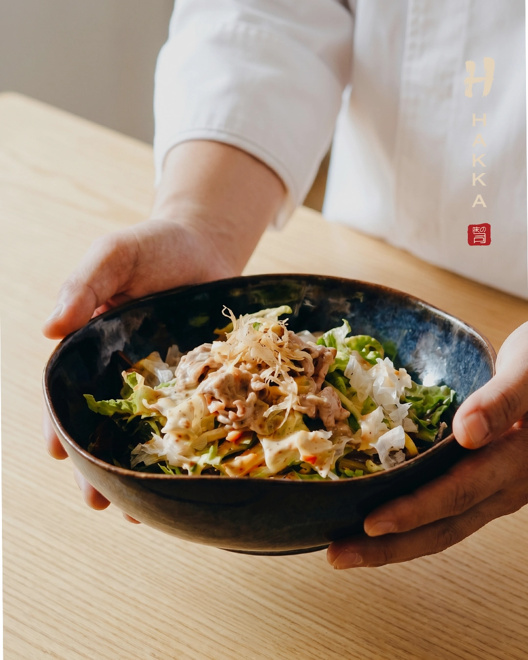 Pumpkin Flower Tempura; Hokkaido King Crab Sunomono Salad; Duck Breast Udon from Hakka