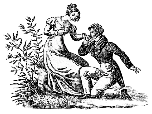 A Regency woodcut illustration of a proposal